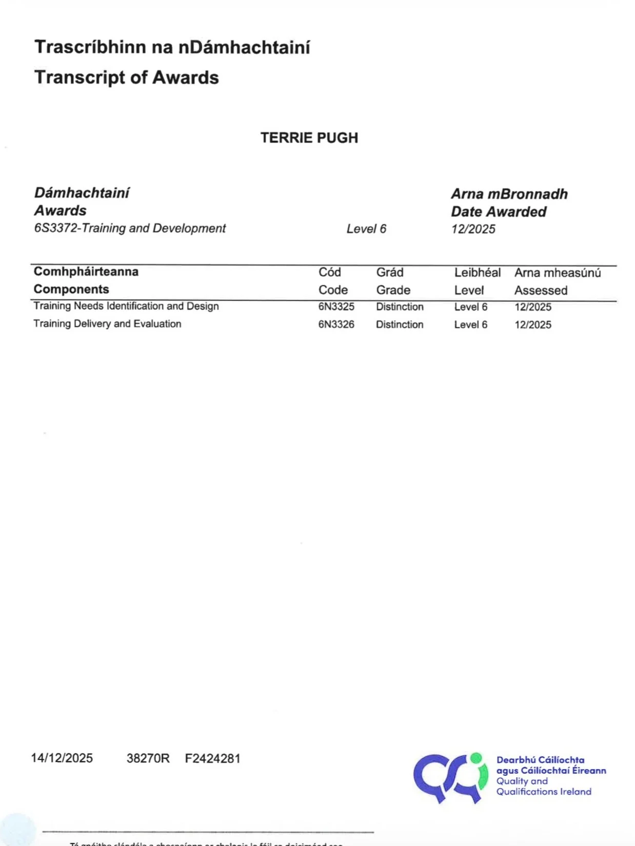 💜 I&rsquo;m quietly proud of this one.

🧡 QQI Level 6 in Training &amp; Development &mdash; awarded with Distinction - times 2 💪🏼💪🏼

💜 I&rsquo;ve always cared deeply about how I teach, not just what I teach.

🧡 If I&rsquo;m guiding someone th