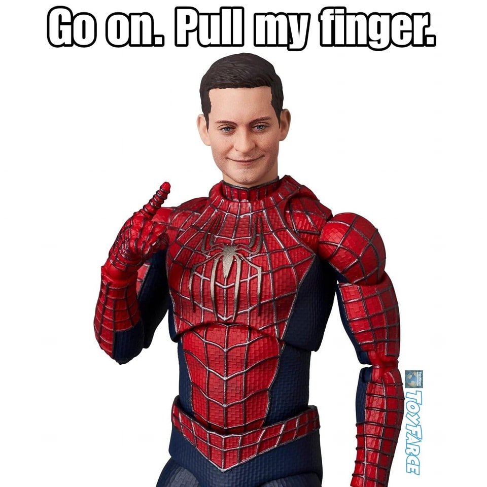 That pose 🤣

MAFEX Spider-Man: No Way Home Friendly Neighborhood Spider-Man

TOY MEMES TUESDAY! 
Seen any great toy-related meme lately? Share it with us in the comments, by using #toymemestuesday or tagging us!

#toyfarce #toymemestuesday #toymemes