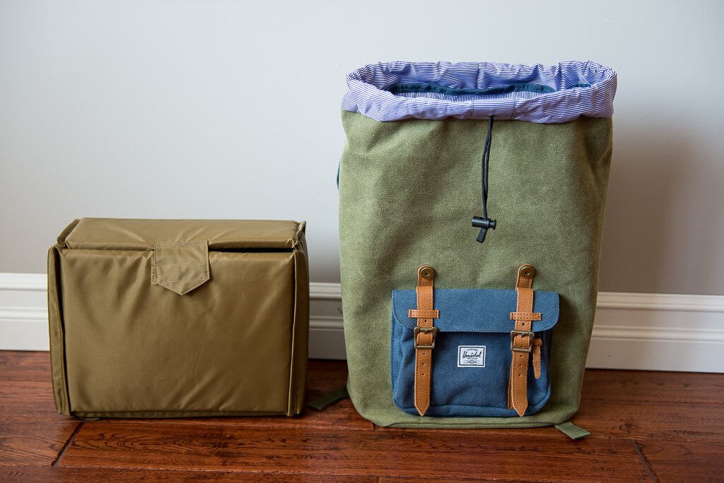 Herschel backpack with camera insert — complete DIY camera bag setup
