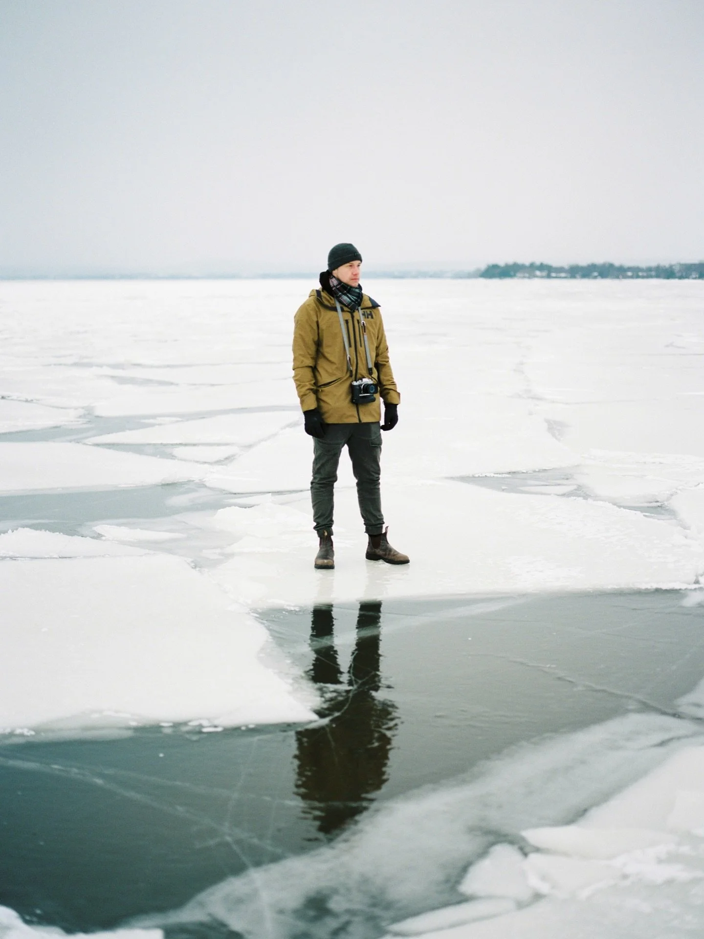 Film portrait of @isaacmaxpaul out on the ice. He shared an image from this day recently and it was auspicious timing, as I'd just been looking at some old film scans and came across this one, saving it to my phone to share here. That morning the lak