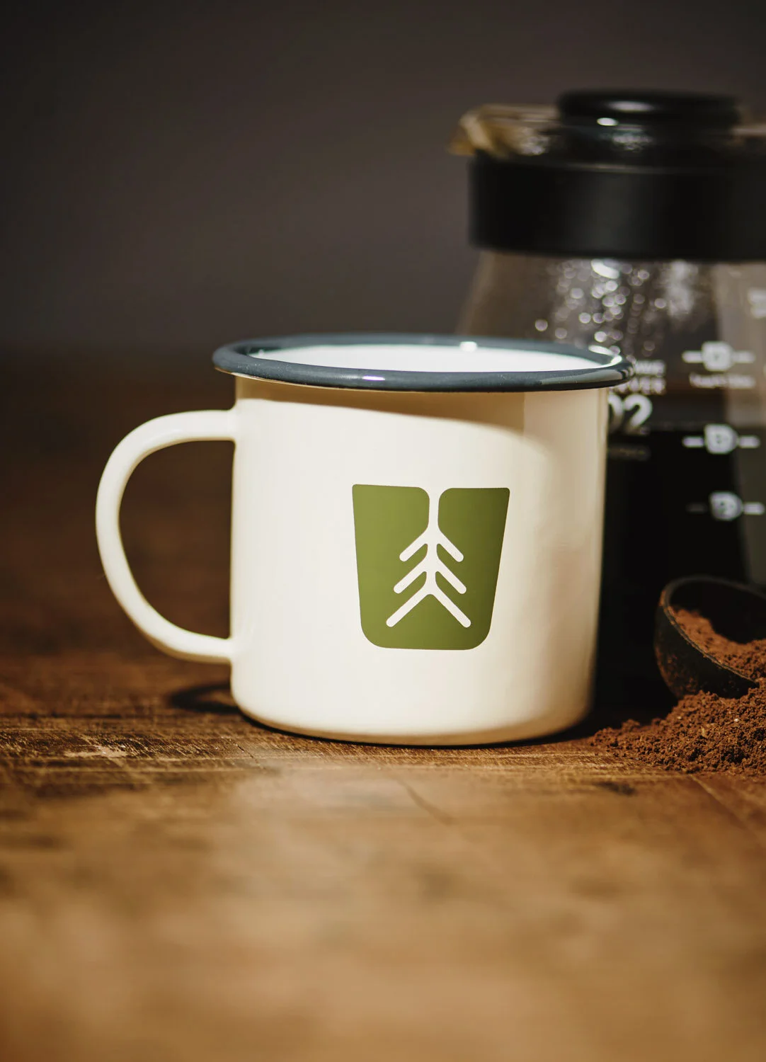 Rooted 'green for life' enamel mug