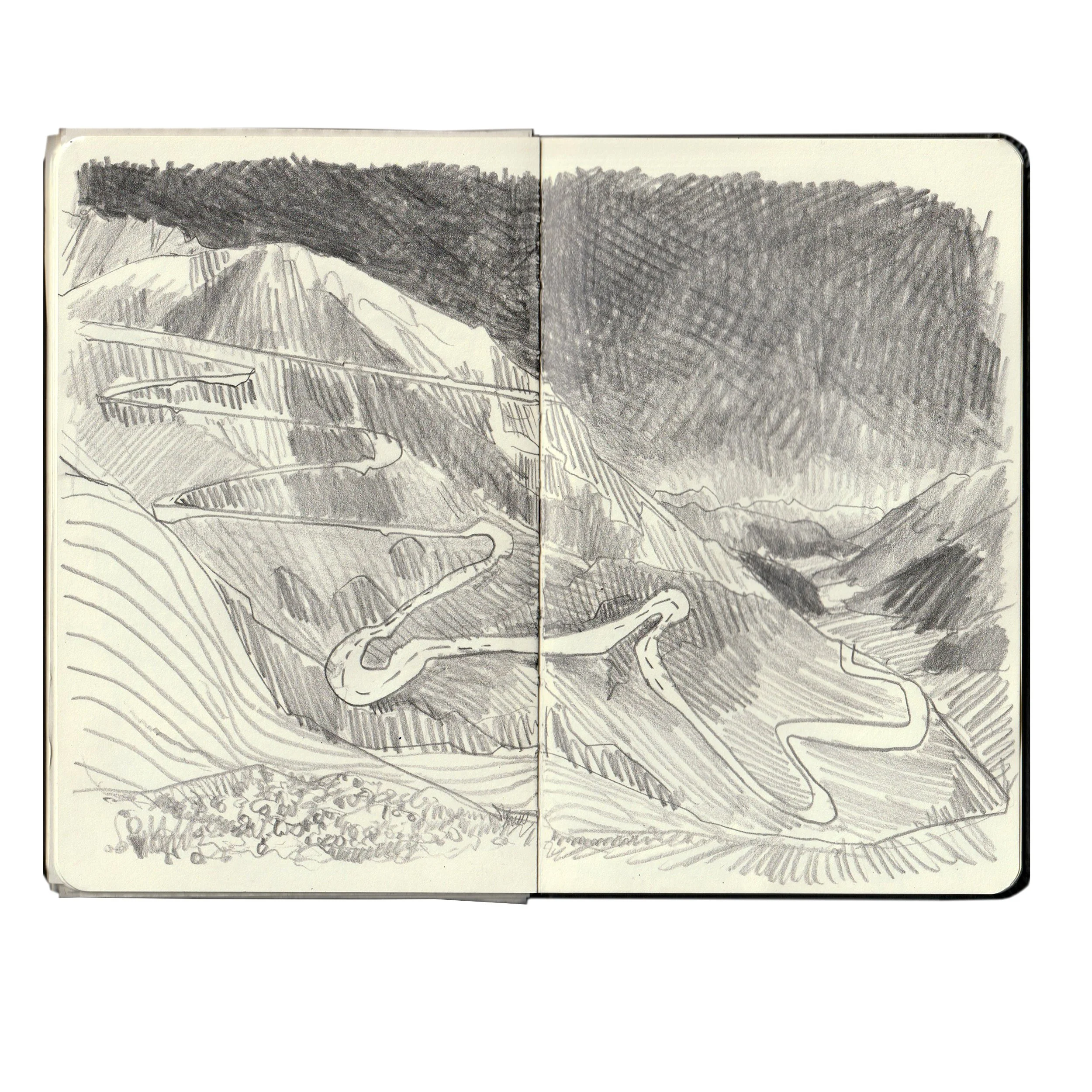 Sedrun-3-Passstrasse-Zeichnung-Skizzenbuch-Brigitte von Arx.jpg.jpg