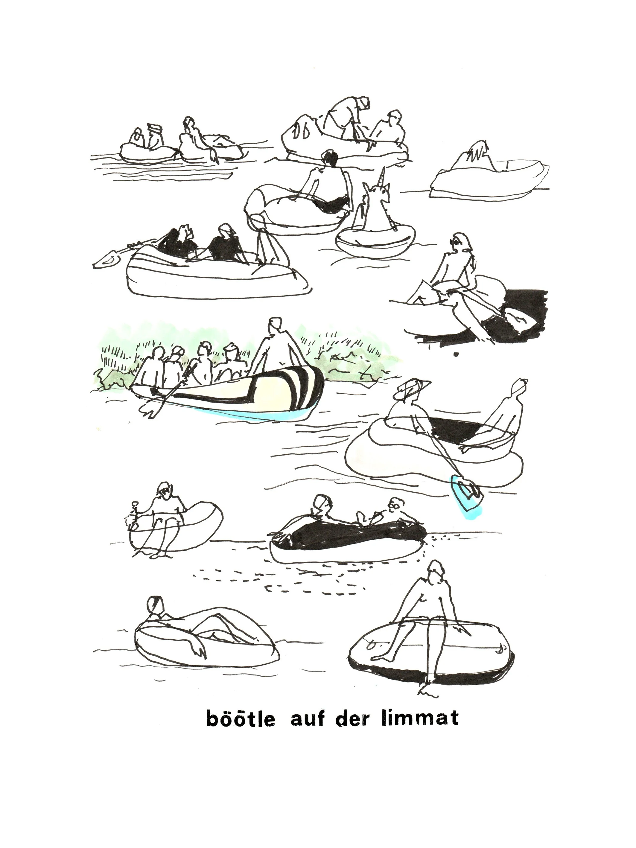 Limmatbootlen-2-Am Wasser-1-Zeichnung-Skizzenbuch-Brigitte von Arx.jpg