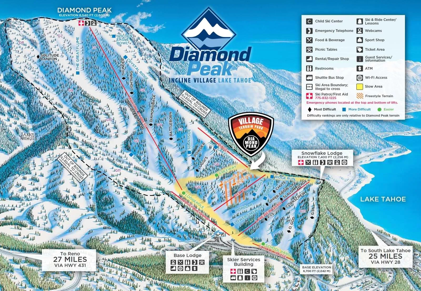 Diamond Peak Mountain Resort Trail Map Nevada