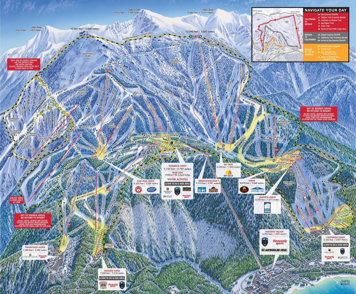 Heavenly Ski Resort Lake Tahoe – Trail Map – California