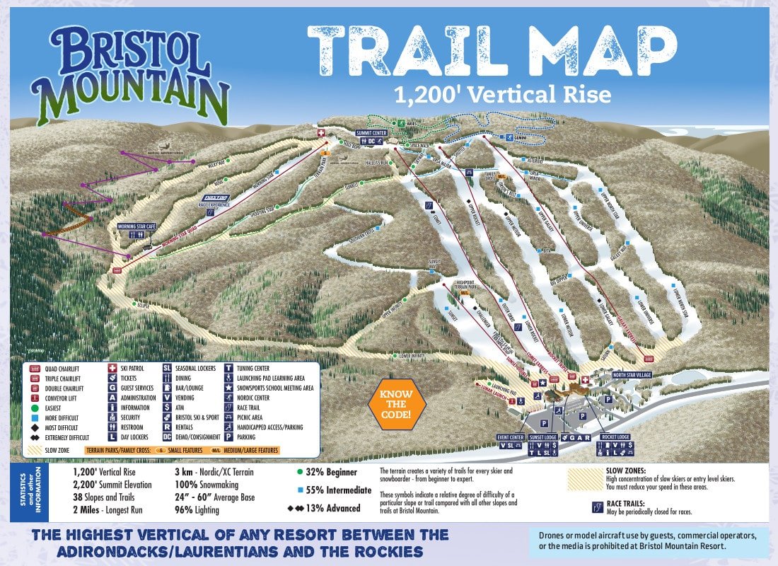 Bristol Mountain Resort – Trail Map – New York