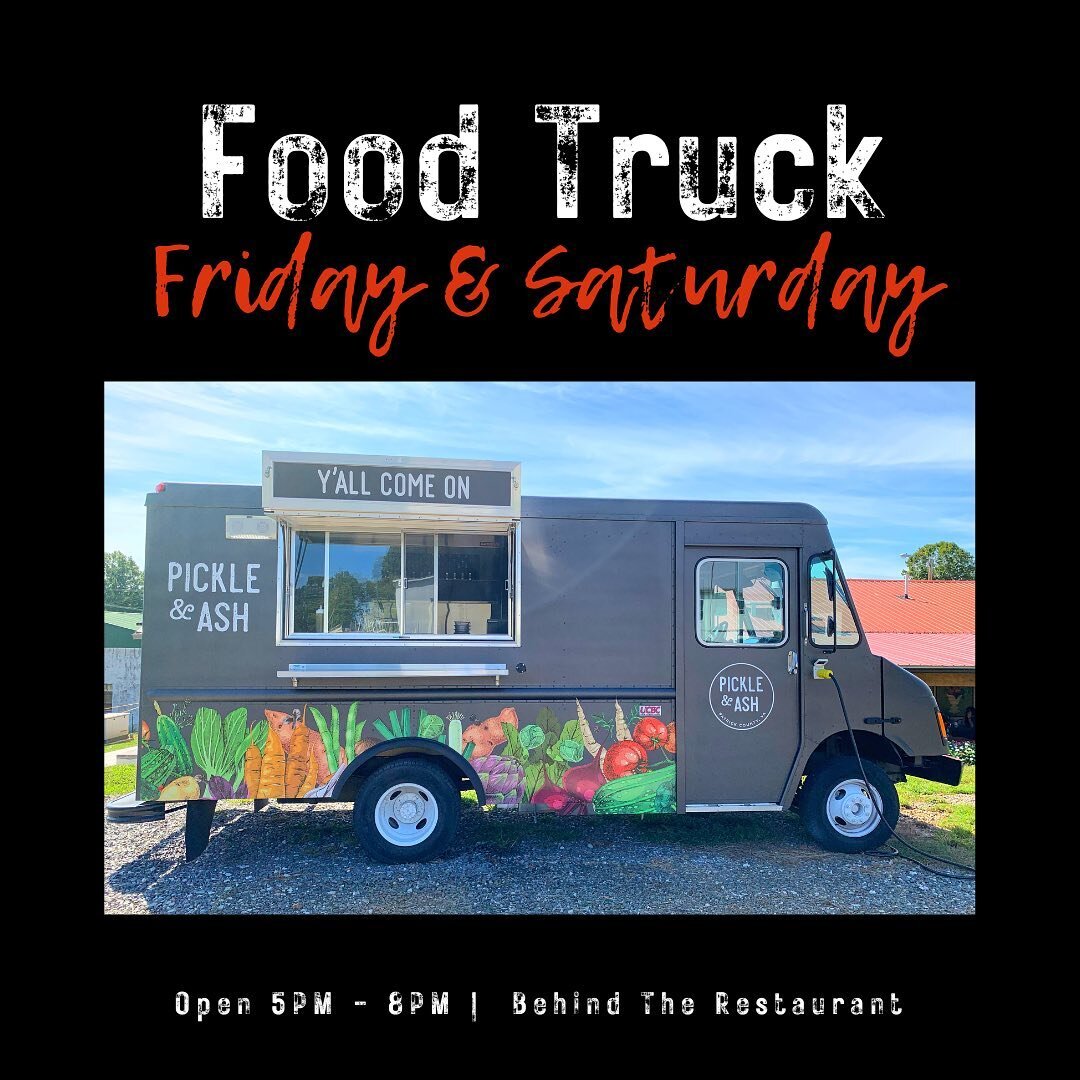 Food Truck open tonight &amp; tomorrow night (weather permitting) 5-8pm!  Menu for the weekend is pic #2. Limited drink menu available too!  Y&rsquo;all come on!