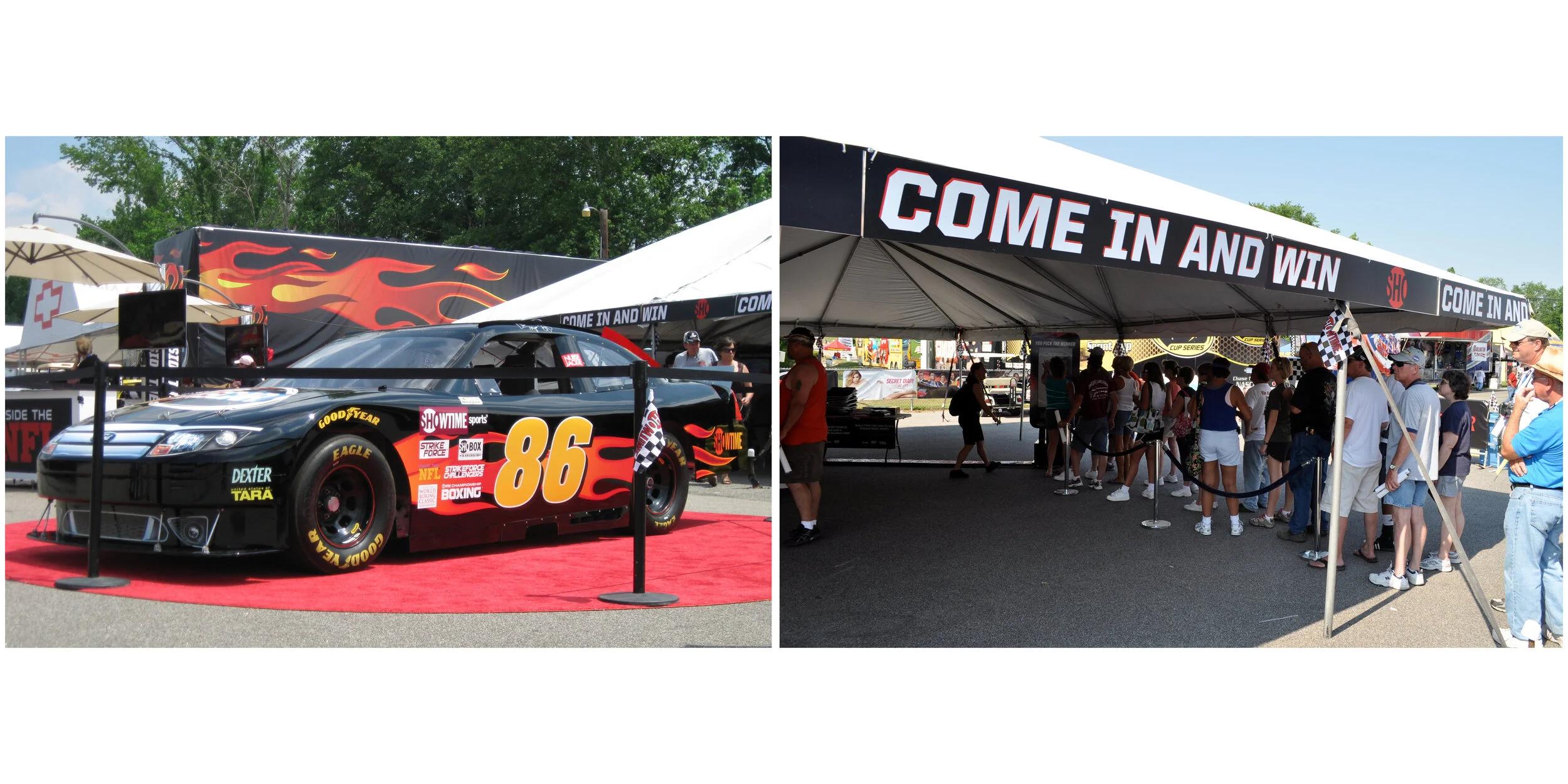 Inside NASCAR @ The Showtime Southern 500 | Copy To promote Inside NASCAR, we bought & branded our own race car. We chose #86 as a nod to the year Showtime Sports was founded.