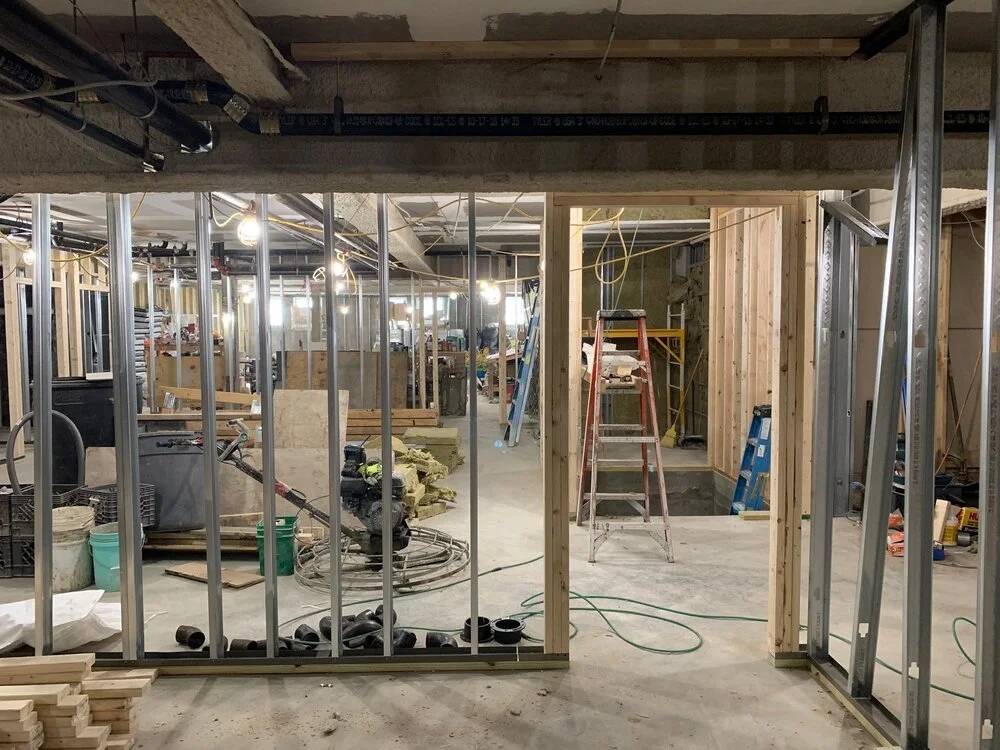 In Hillside studio looking through to the windows of Riverside studio