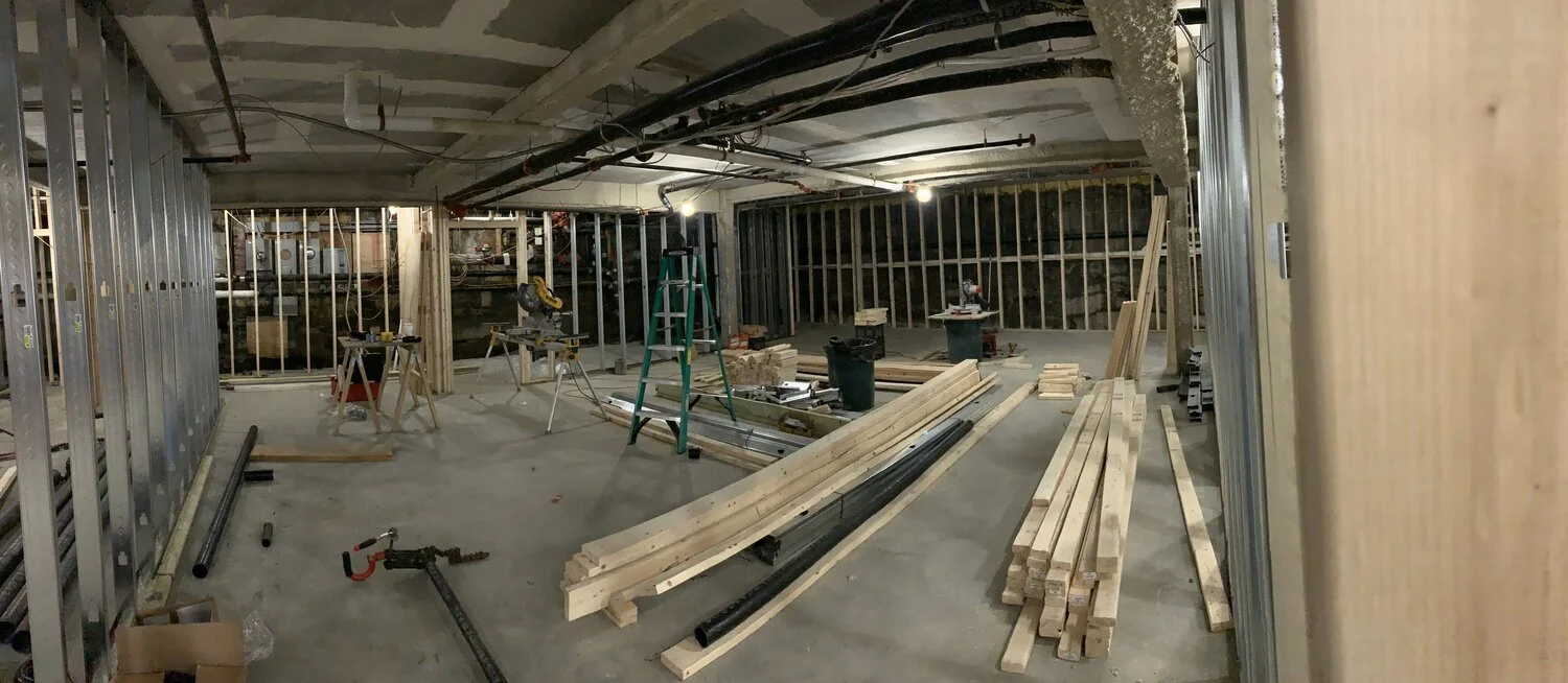 Hillside studio framing underway