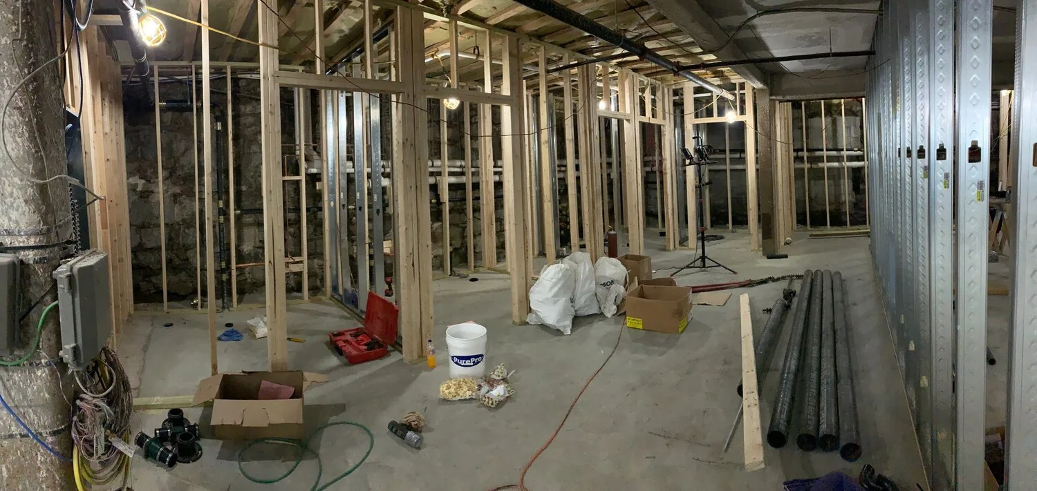 3 bathrooms framed and rough plumbed