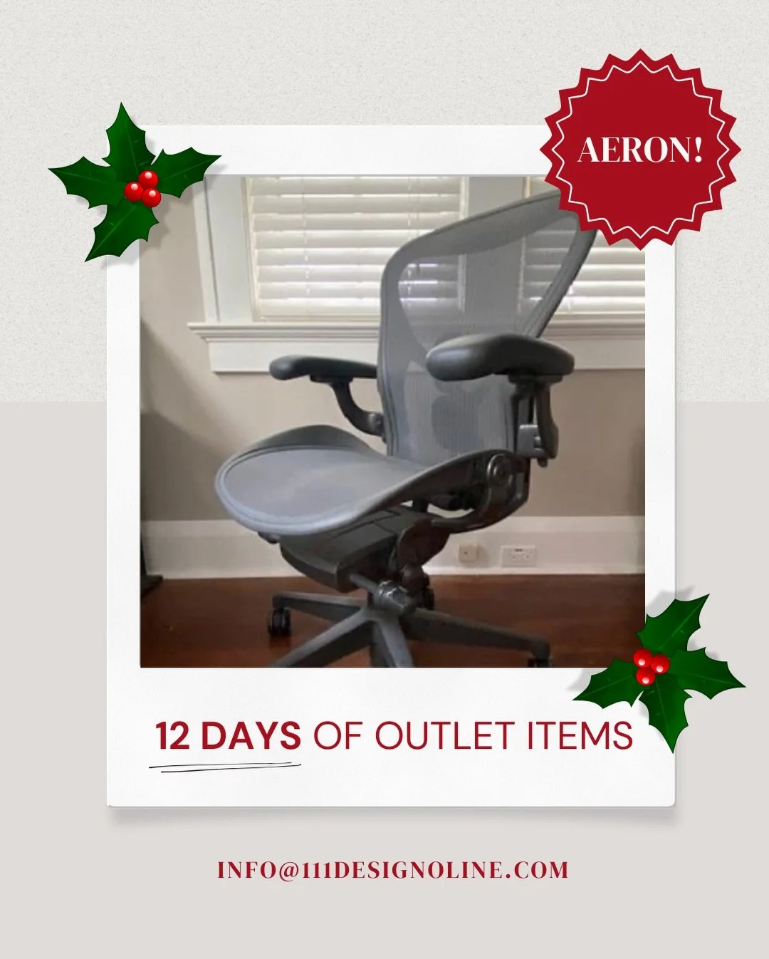 On the first day of Christmas my true love gave to me&hellip;
An AERON CHAIR just for me 🎁 (under $500, too 😉)
Comment 🎅🏼 for more details or call 260.424.1113 📲 #12DaysOfDeals #SuccessByDesign