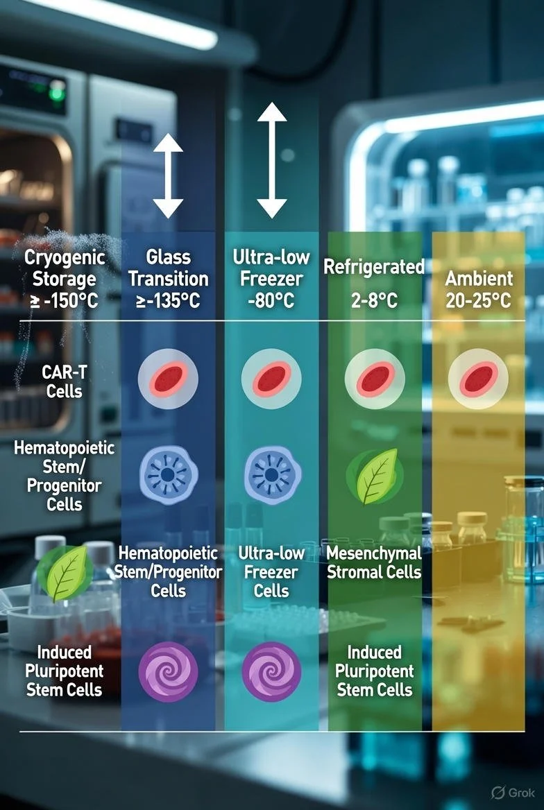 Storage Temperature Stability of Therapeutic Cell Types