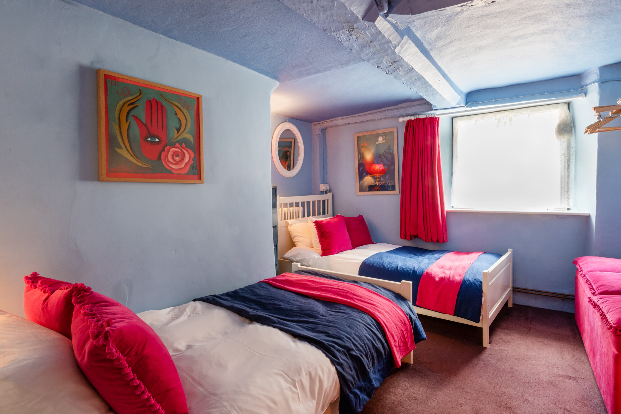 blue twin room at mill end mitcheldean