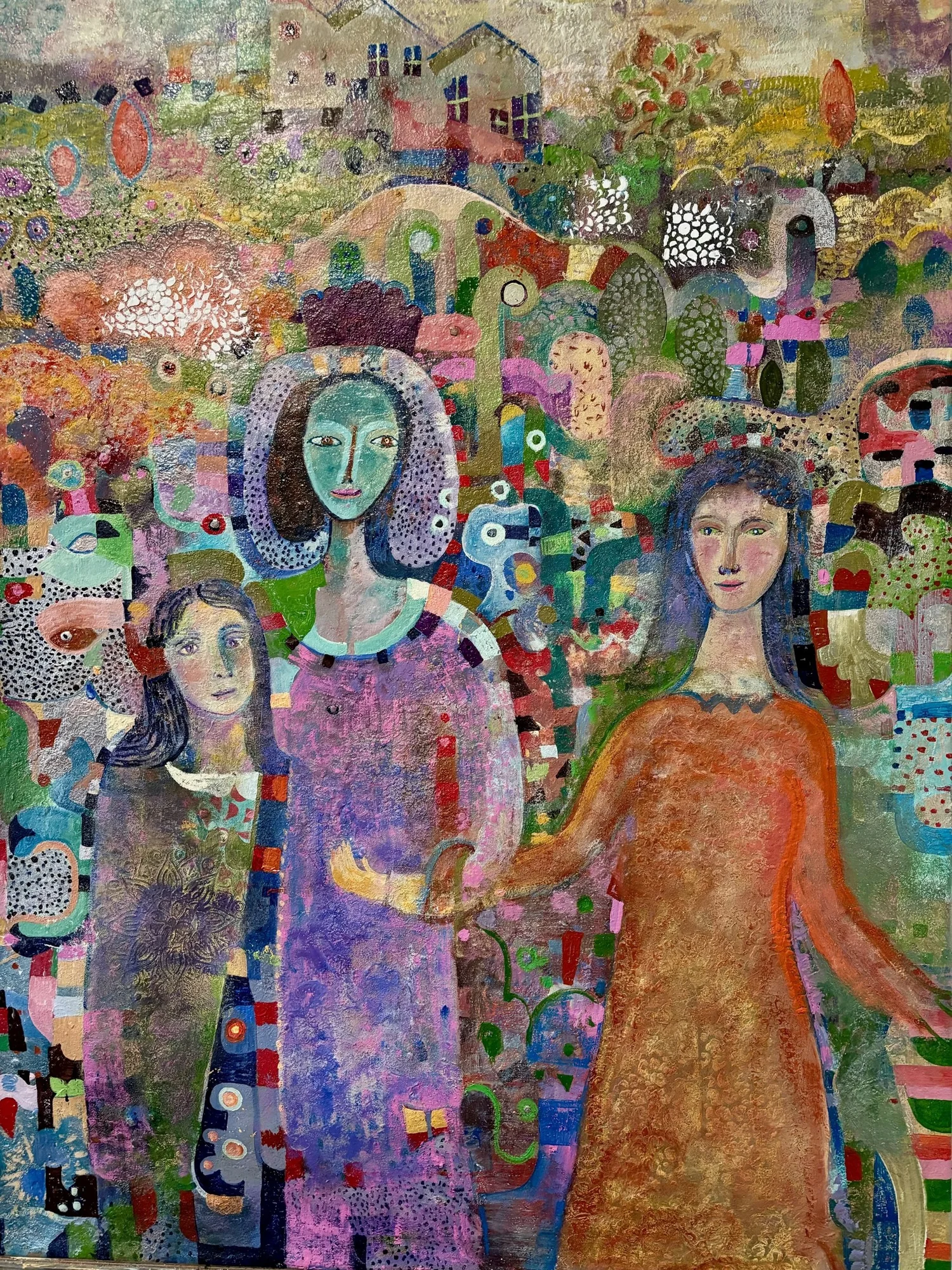Contemporary painting Mothers and Daughters by Alise Loebelsohn, represented by J. Nunez Gallery.