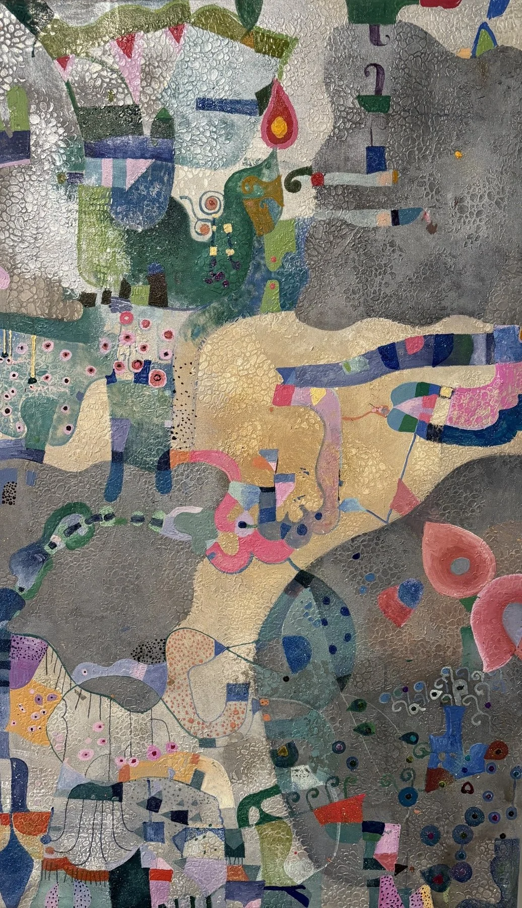 Maps in Silver, contemporary painting by Alise Loebelsohn, represented by J. Nunez Gallery.