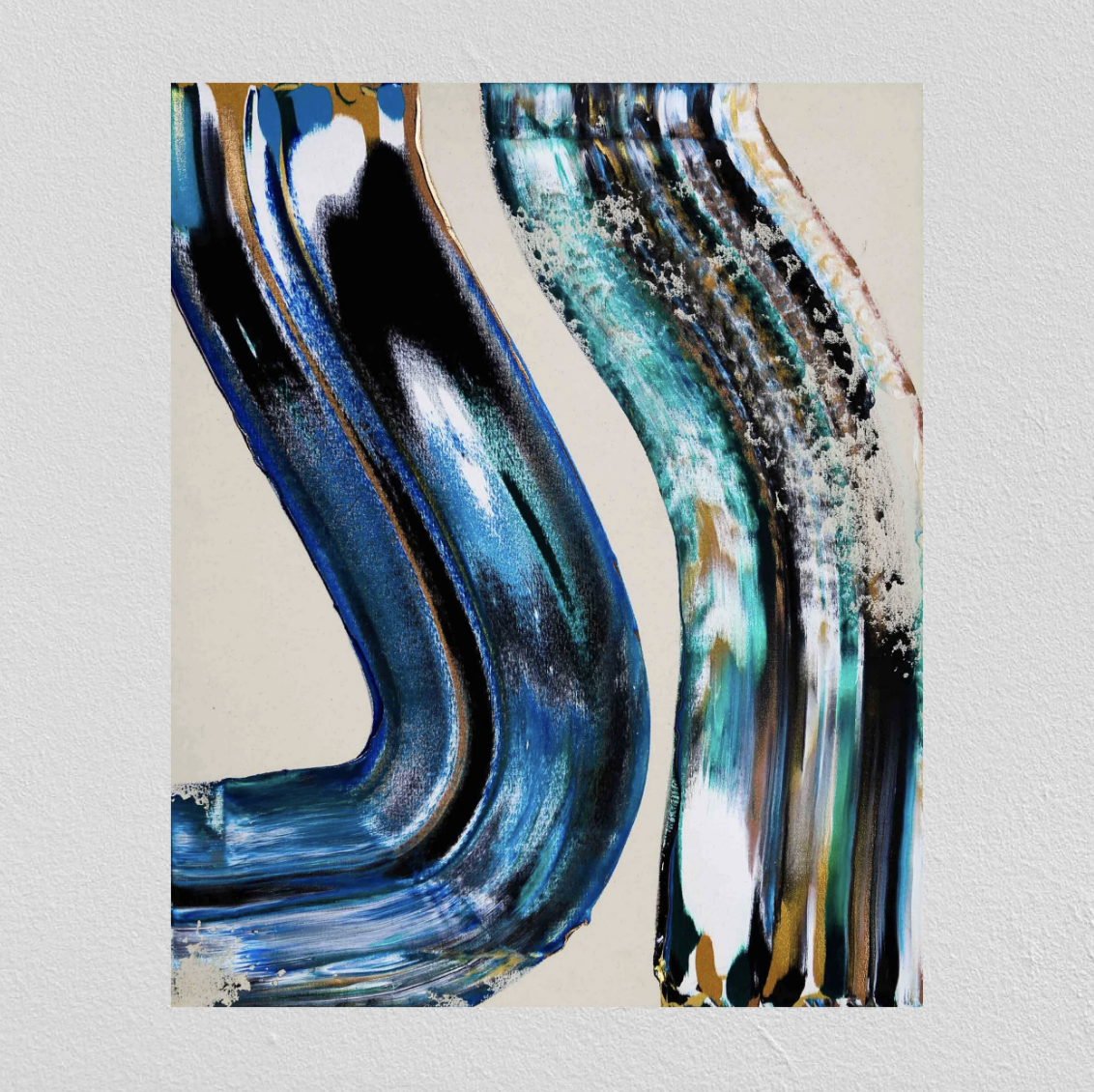 Turquoise Sea - original acrylic on canvas painting - 34x28 - J. Nunez Gallery