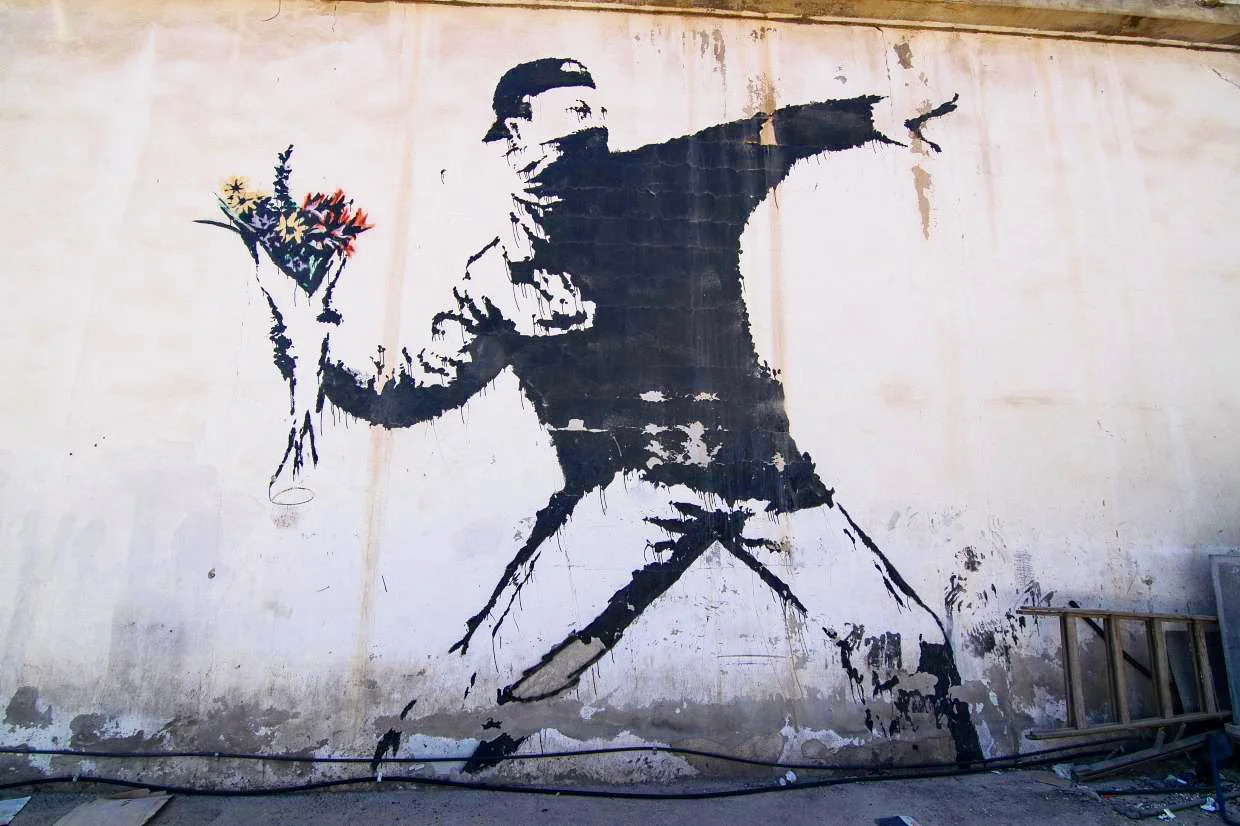 Banksy Flower Thrower Mural