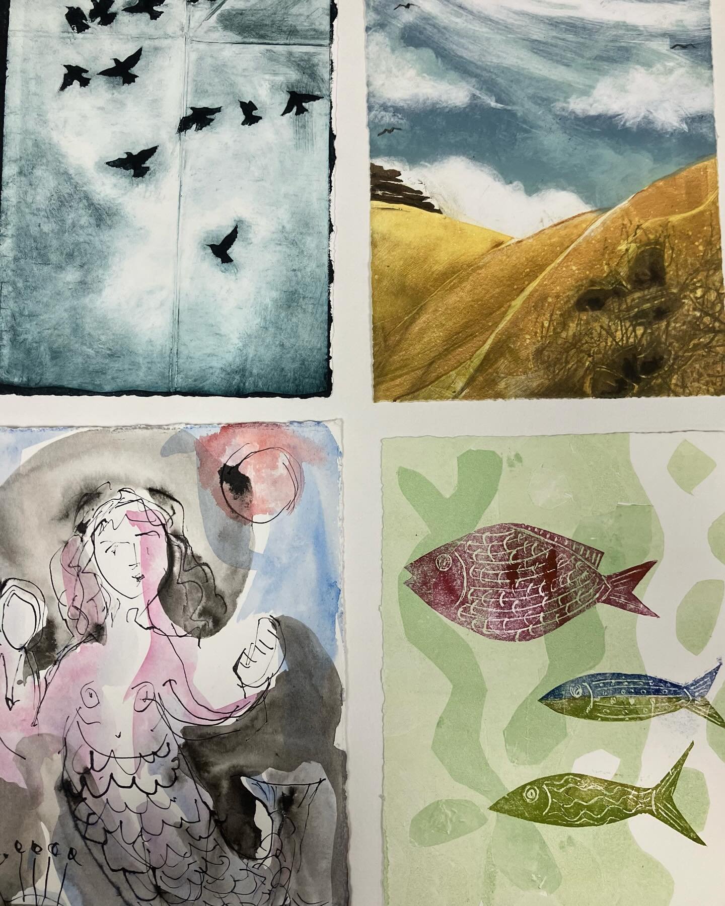 A glimpse of four more original artworks that will be on sale at the Secret Little Art Show. Doors open at 10 am on Saturday 27th April.  Art House, South Brent.