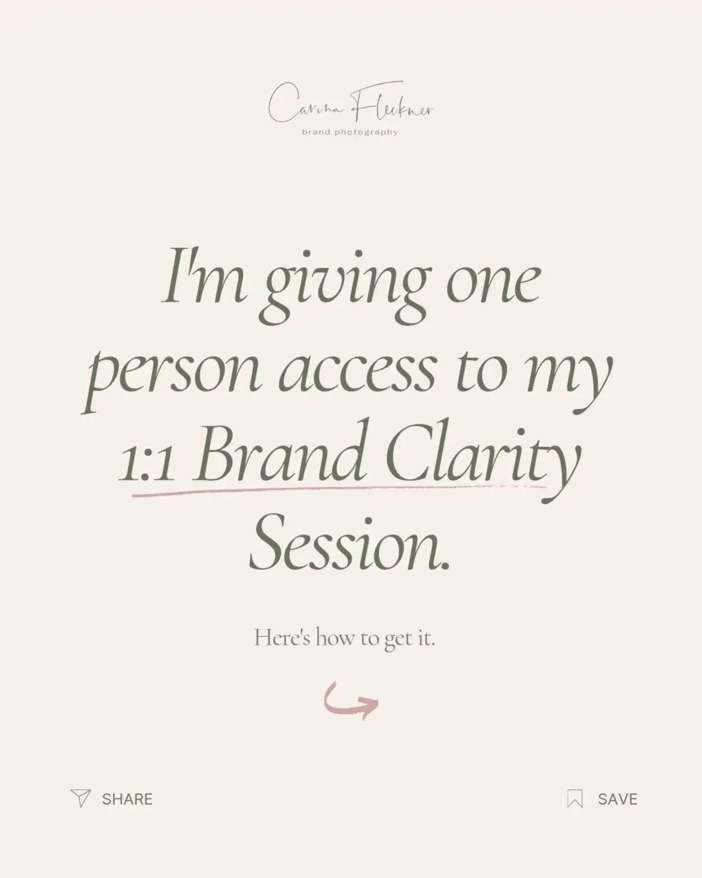 I'm giving one person access to my 1:1 Brand Clarity Session. Here's how to get it. 👇

What if your next brand breakthrough was one entry away? Walk away with clarity on who you are, what you stand for, and how to show up in a way that actually attr