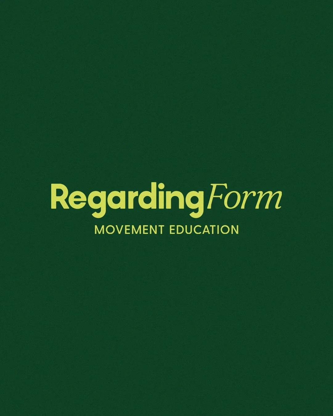 Logos and marks for @regardingform, a women-run movement education community based in Berlin. 

Working with Shirah and Katherine was a treat. They both brought valuable insight that helped inform the final identity, and I think we really captured th