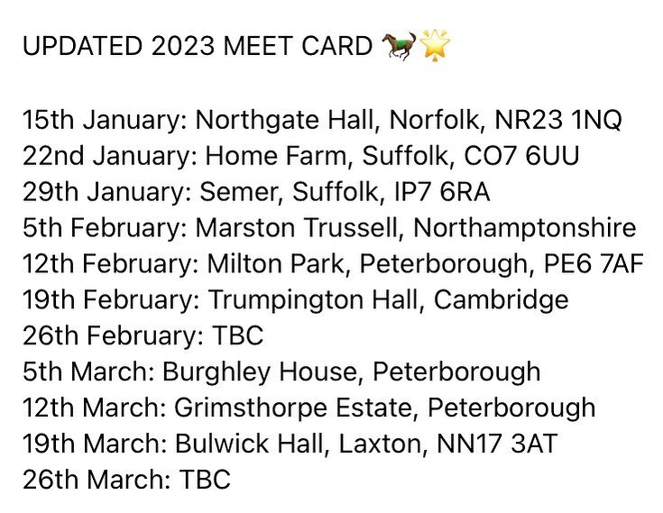 Here is our meet card for 2023! Tickets are all available to purchase on our website- link in bio
Meet times are 1pm, see you there!