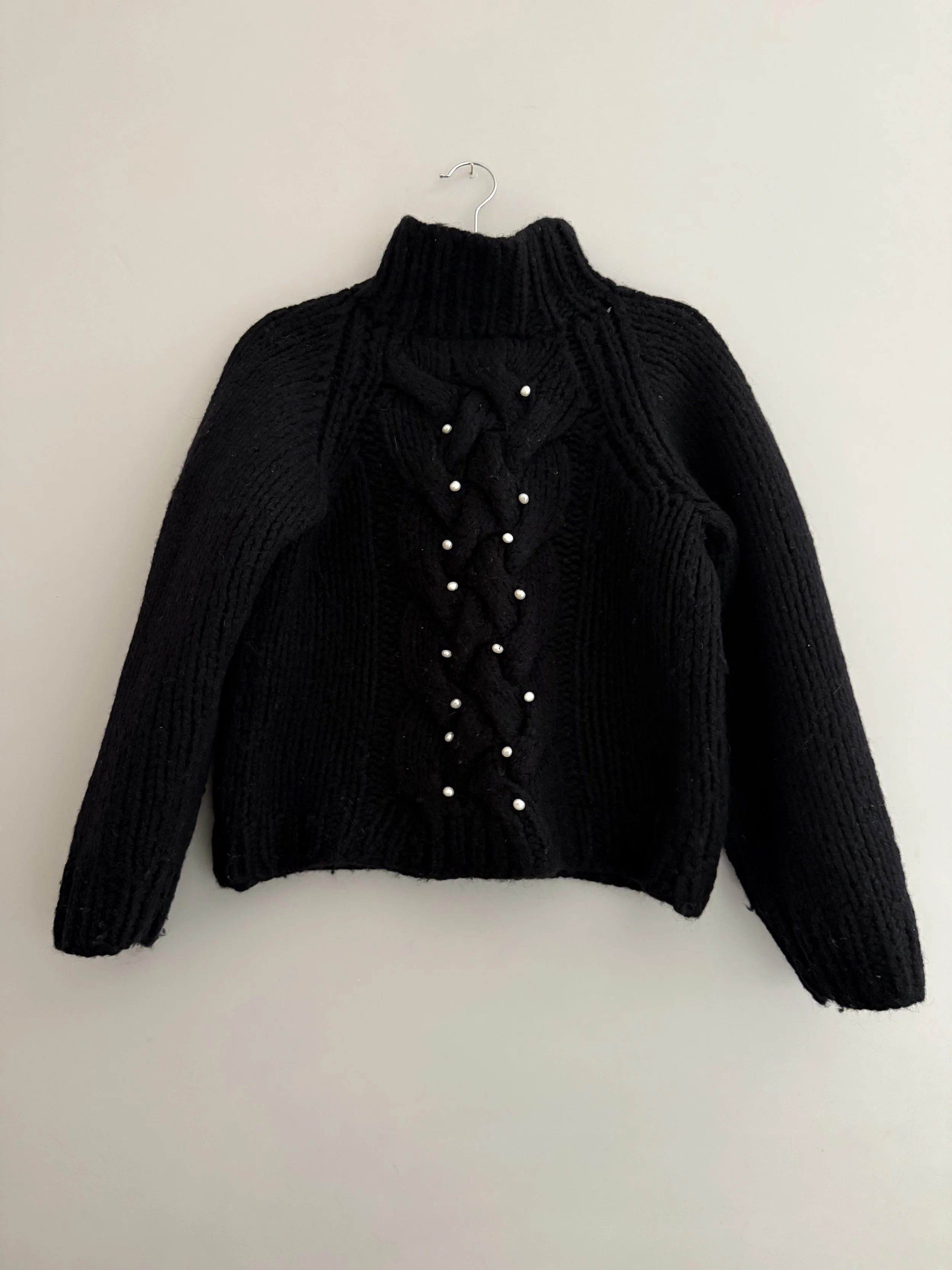 Cabled and Pearl Embellished Sweater - press sample