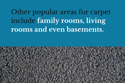 Other popular areas for carpet include family rooms, living rooms and even basements.