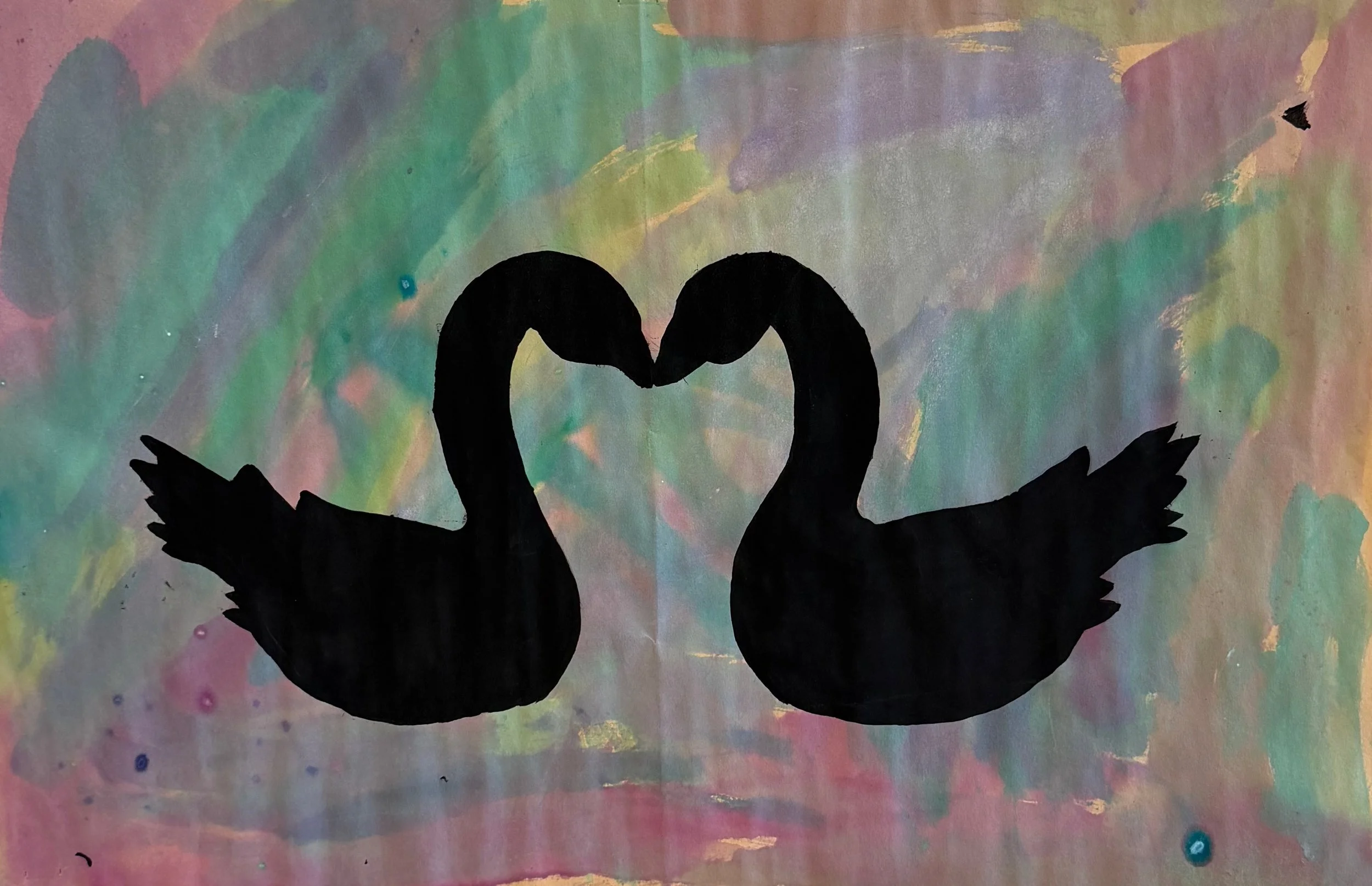 Liz McGilton, 6th, Silhouette Painting, Watercolor and Black Tempera