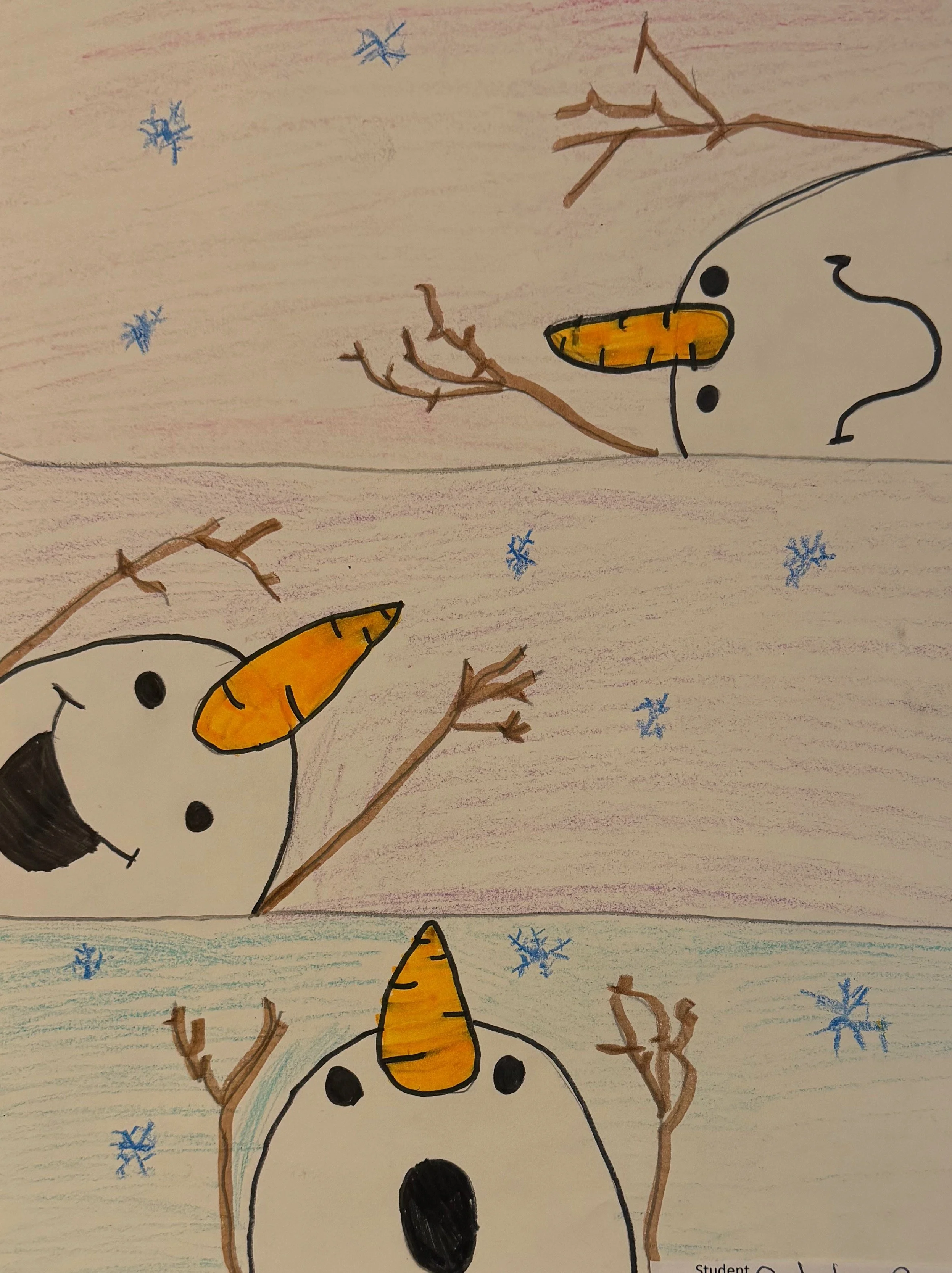 Selah Goodman, 4th, Sledding Snowman, Mixed Media