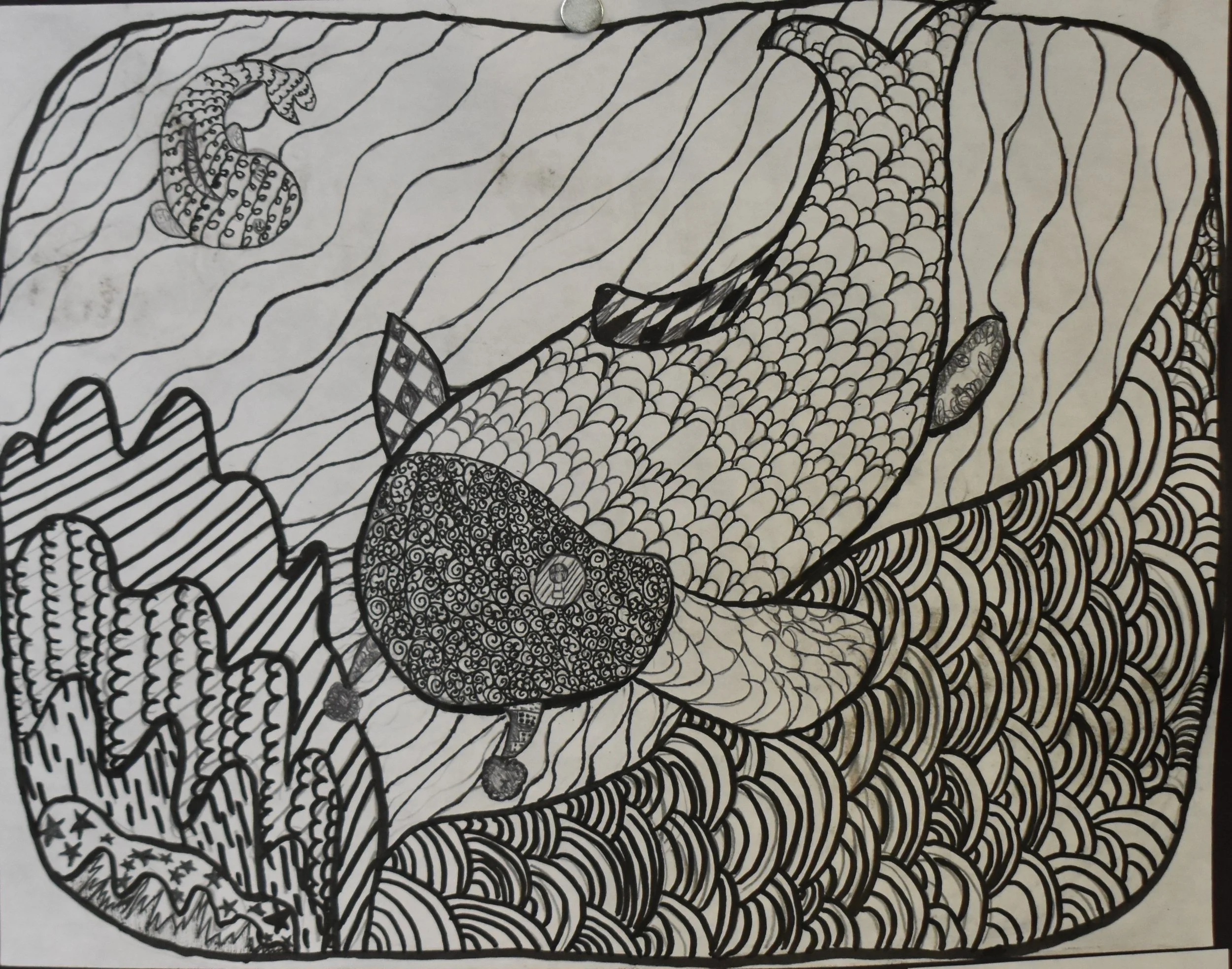 Raelyn Martin- ¡¡¡ Gilbert the Fish!!!, 8th Grade, Pen and Ink