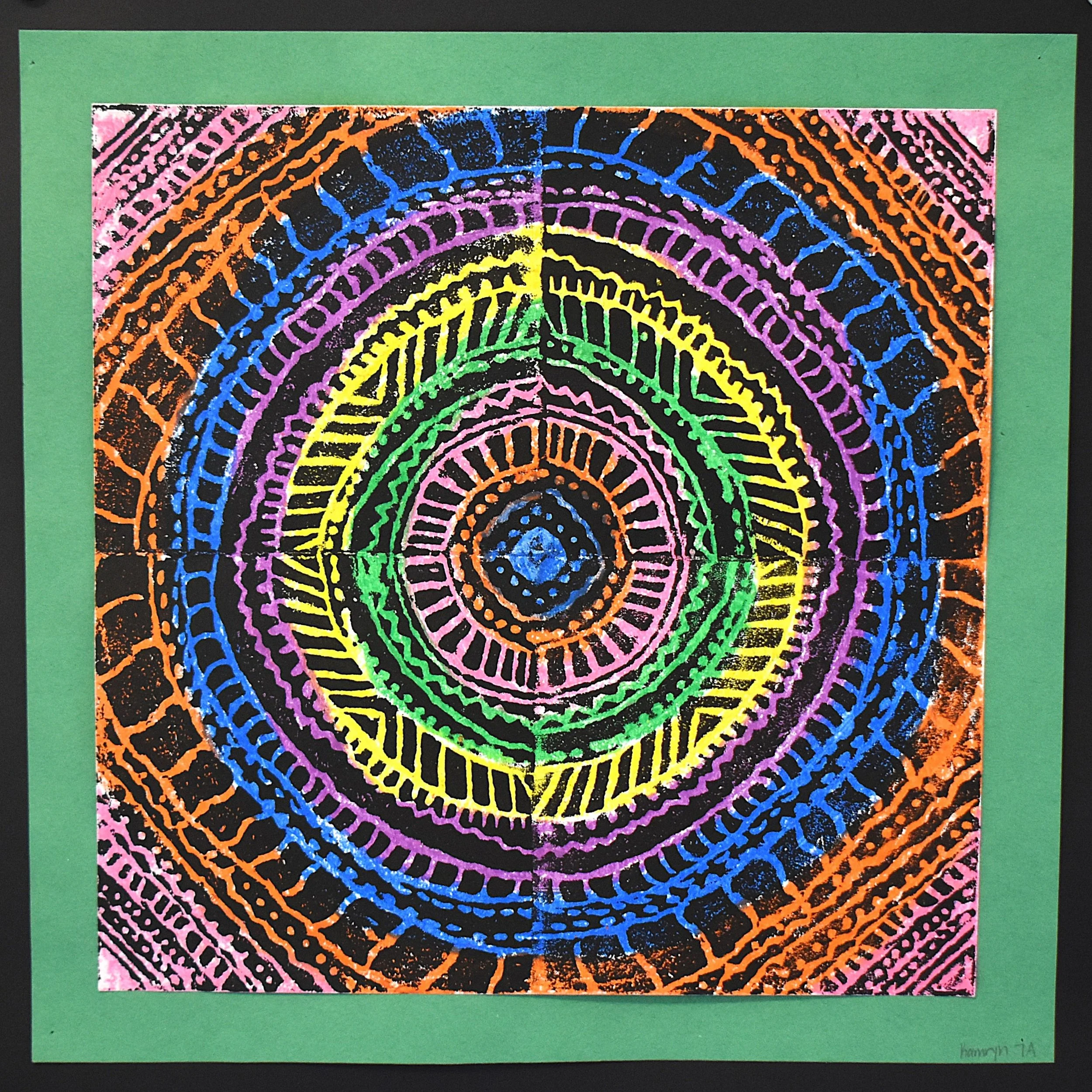 Kamryn Bradburn- Radial Symmetry, 7th Grade, Print and Mixed Media 