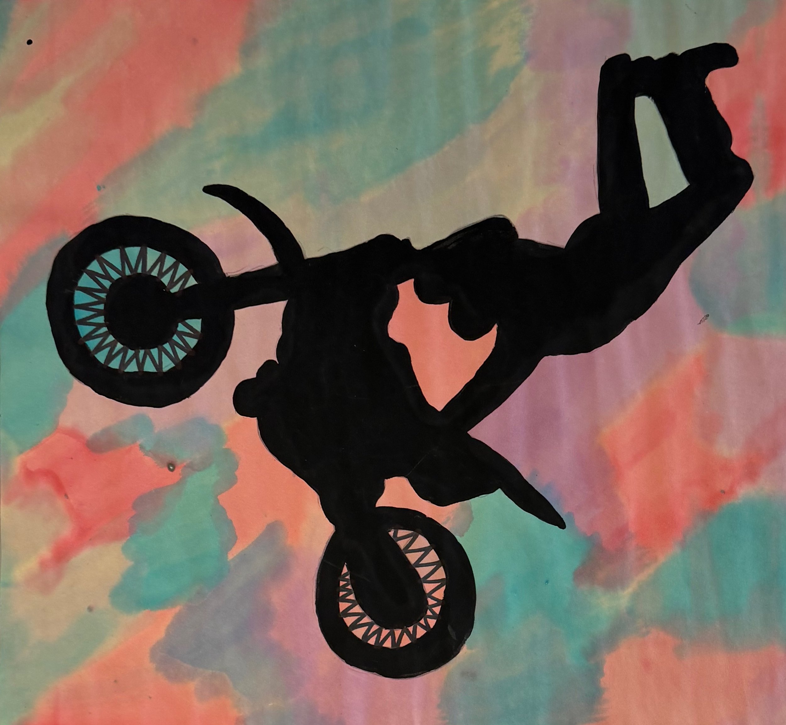 Keke Miller, 8th, Silhouette Painting, Watercolor and Tempera Paint