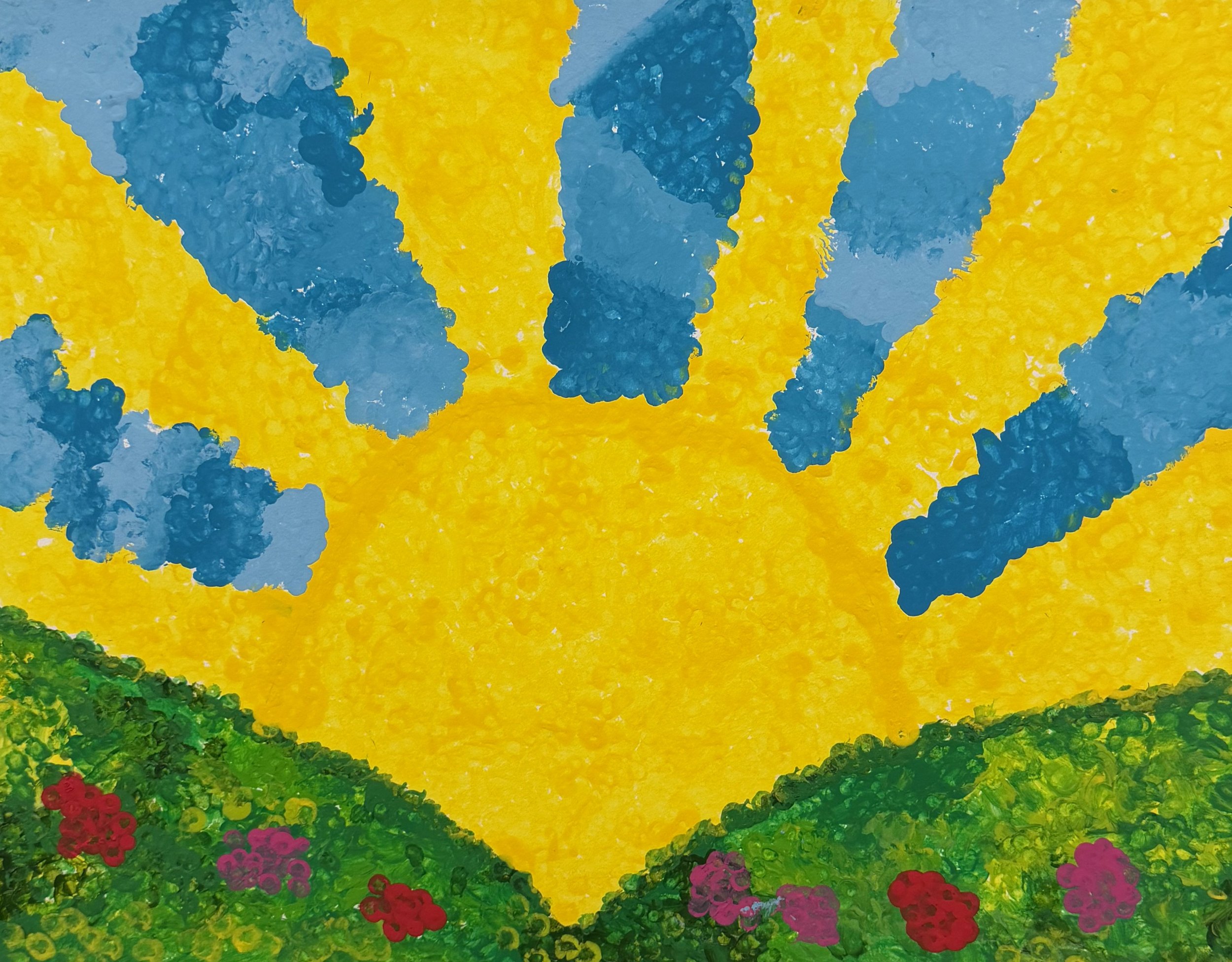 Mallory Tansey, 2nd, Flowers and Sunshine, Pointillism Acrylic Paint