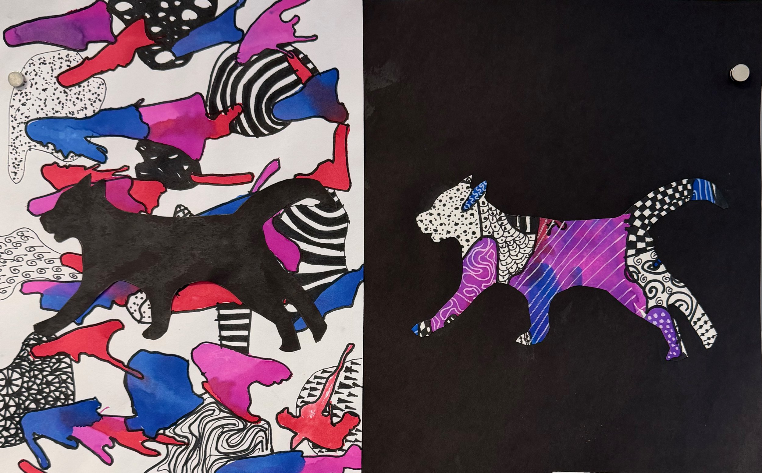 Vesper Moore, 6th, Catch Me If You Can, Watercolor, Sharpie, and Paper