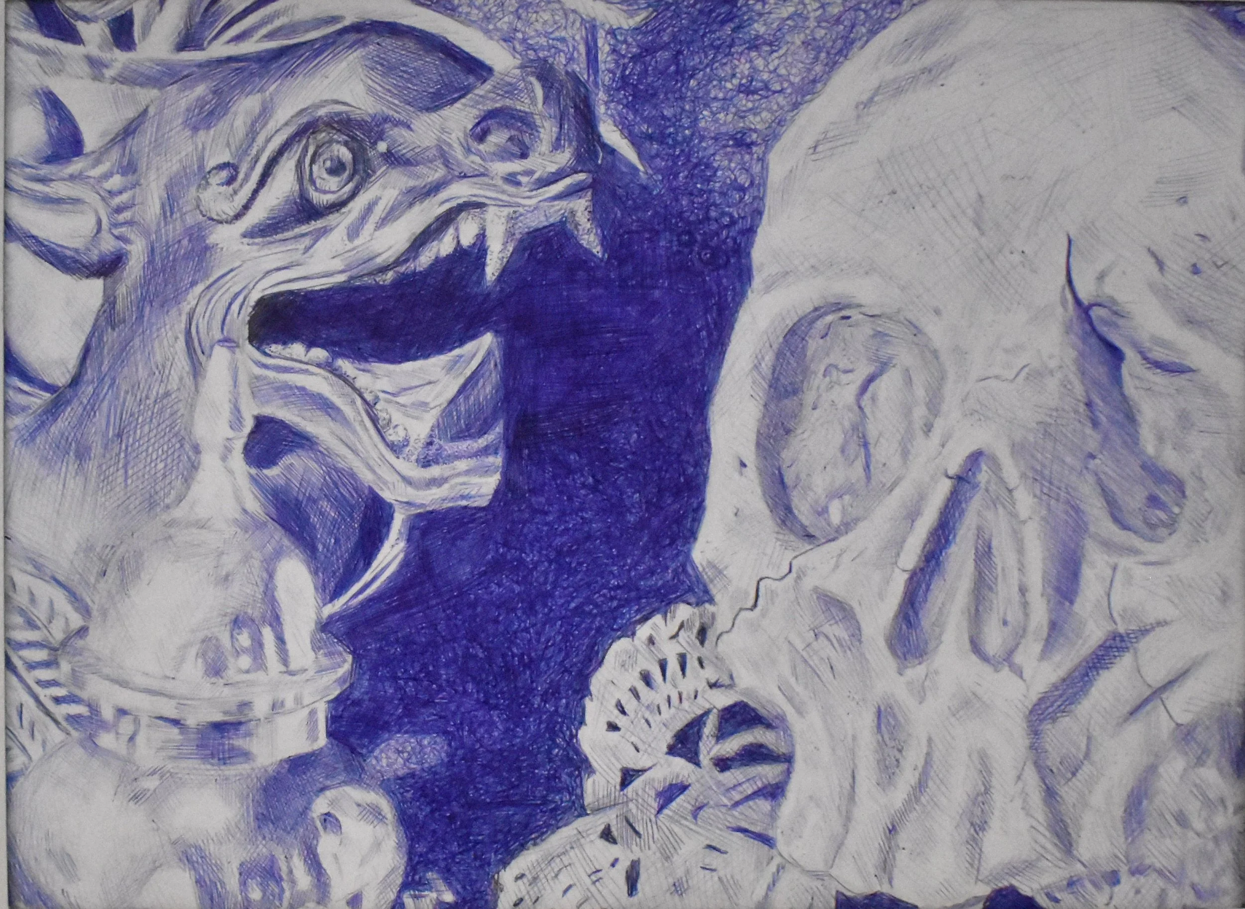 Zoe (Charlie) Miller, 10th Grade, Still Life, Blue Ballpoint Pen