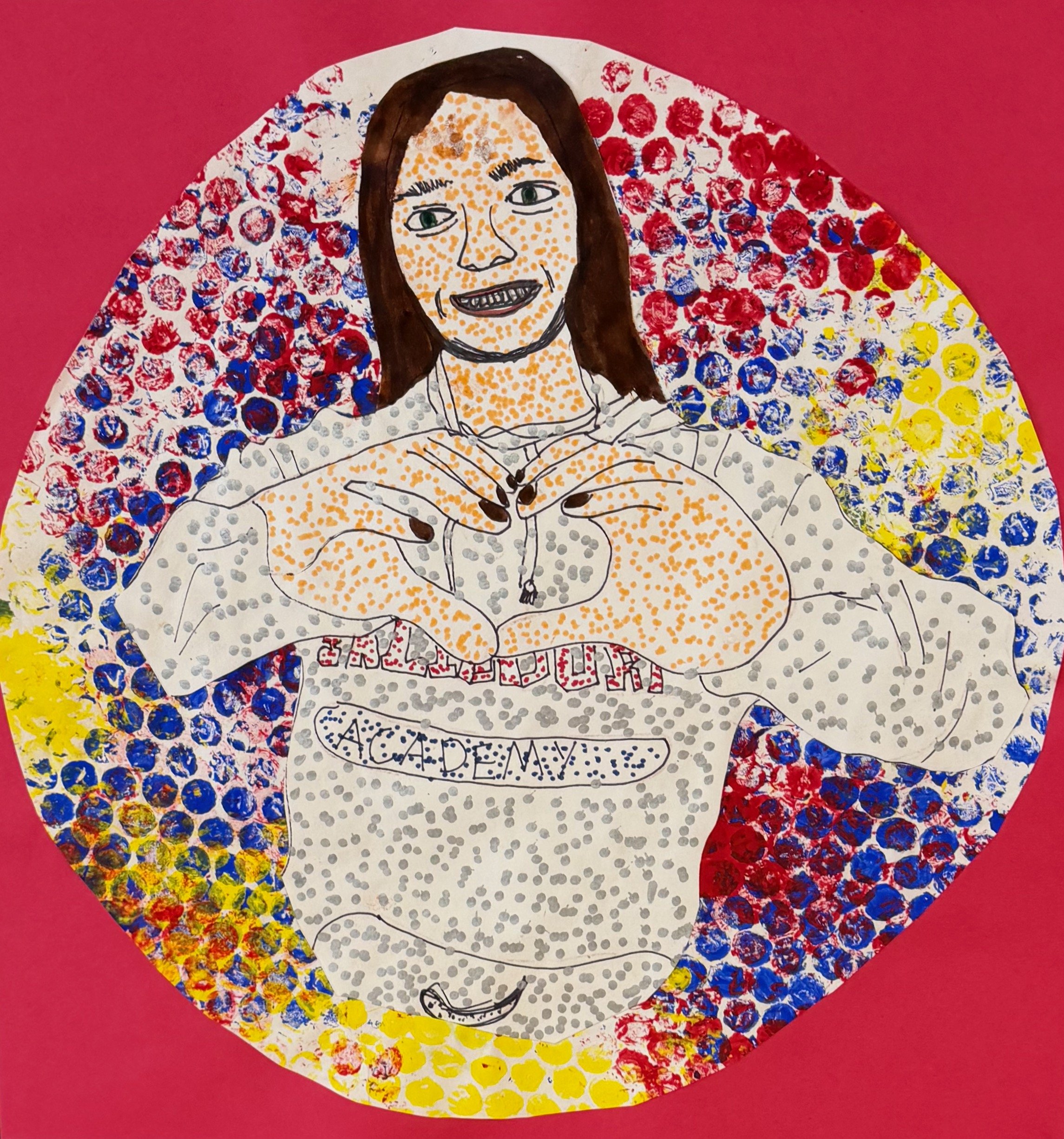 Hannah Jean Roy, 7th, Pop Art Self Portrait, Tempera and Marker