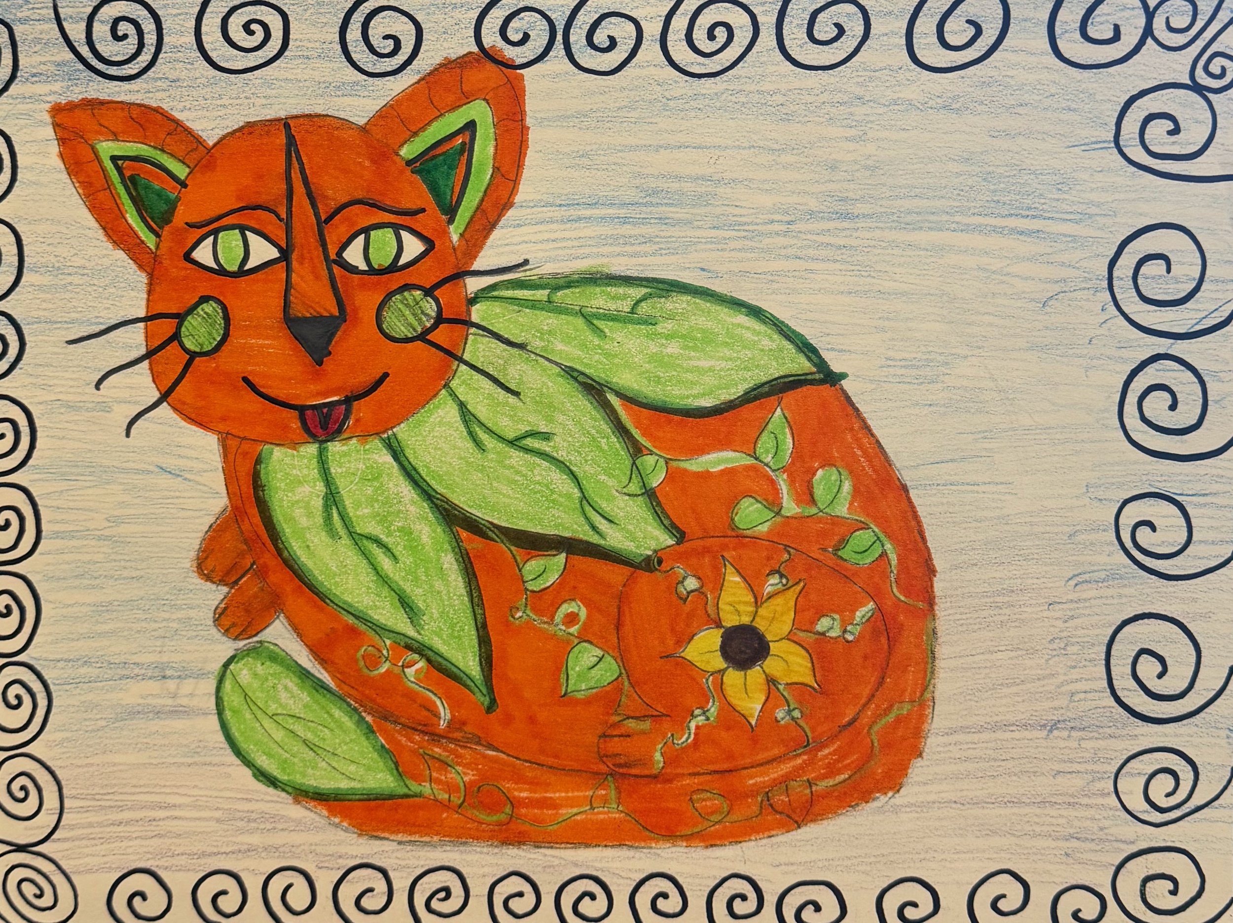 Ella Broome, 5th, Happy Cat, Mixed Media