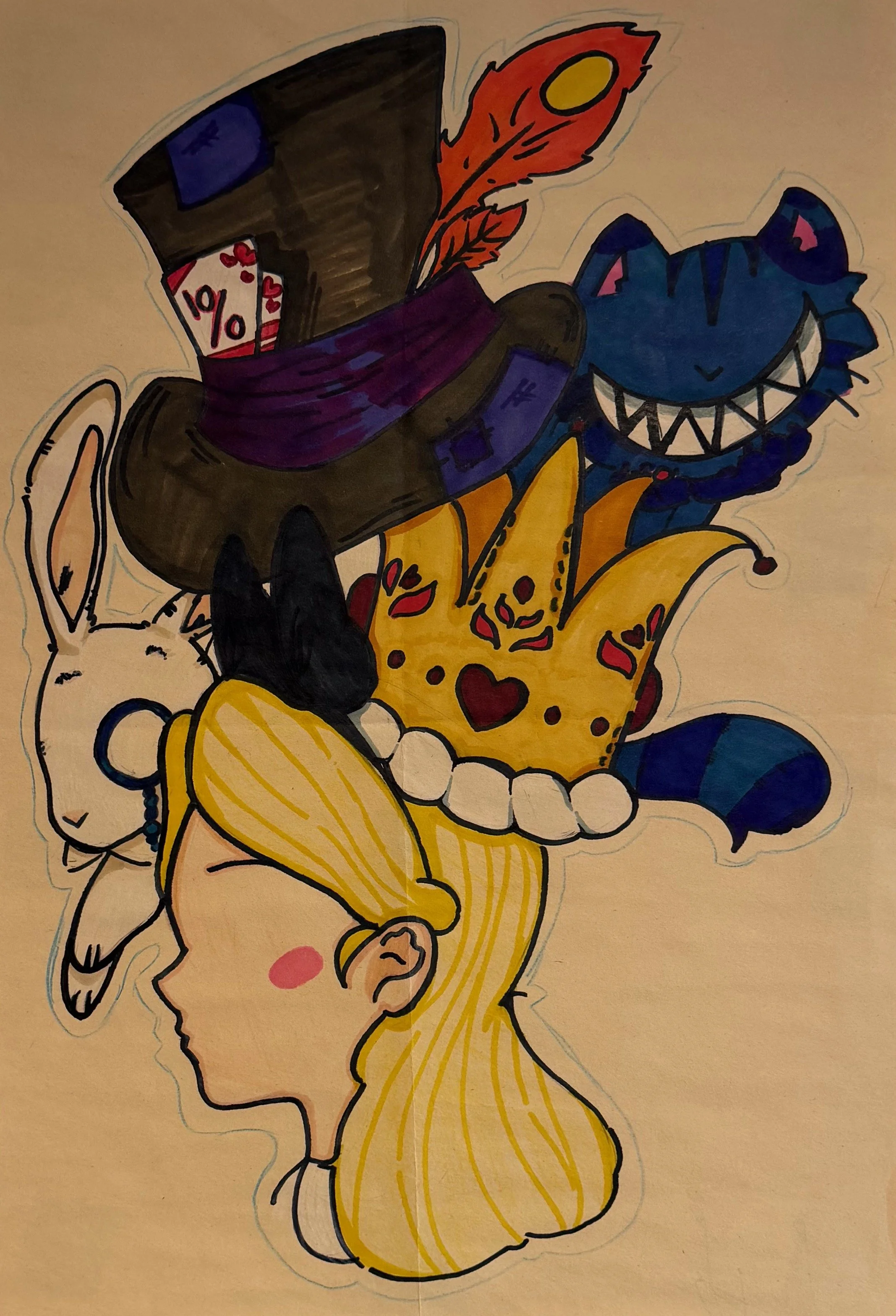 Jasmine Johnson, 8th, Theme totem Poles, Marker and Sharpie