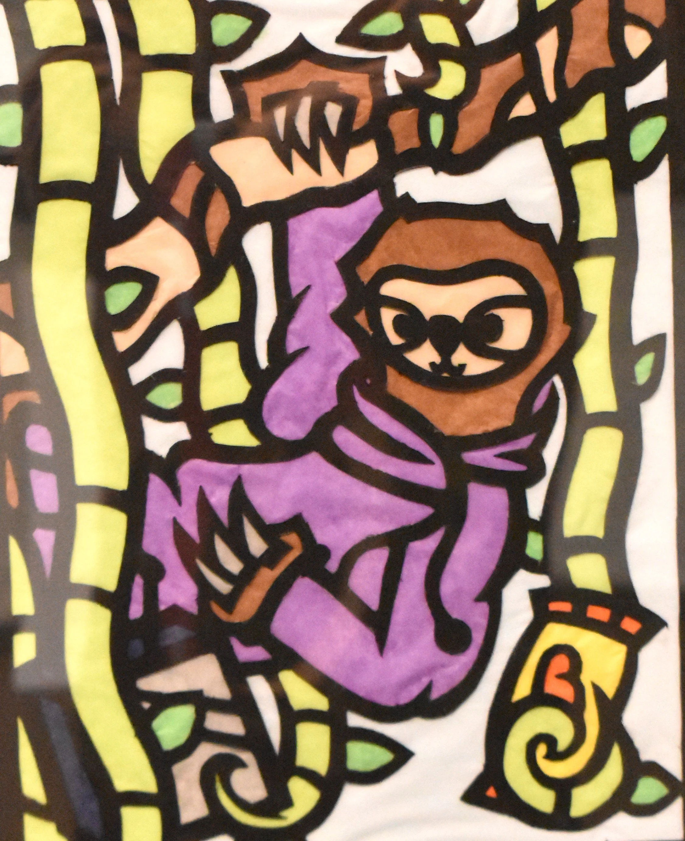 Charles Day, 11th Grade, Sloth Stencil, Mixed Media
