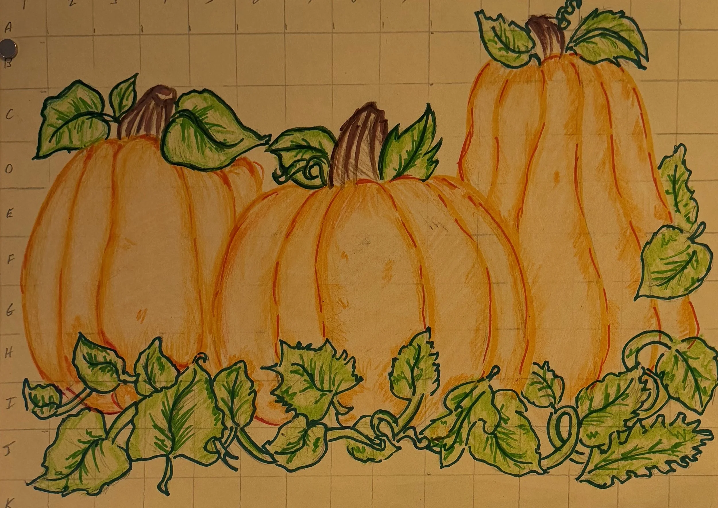 Jocelyn Trujillo Hernandez, 8th, Fall Graph Art, Crayon and Sharpie