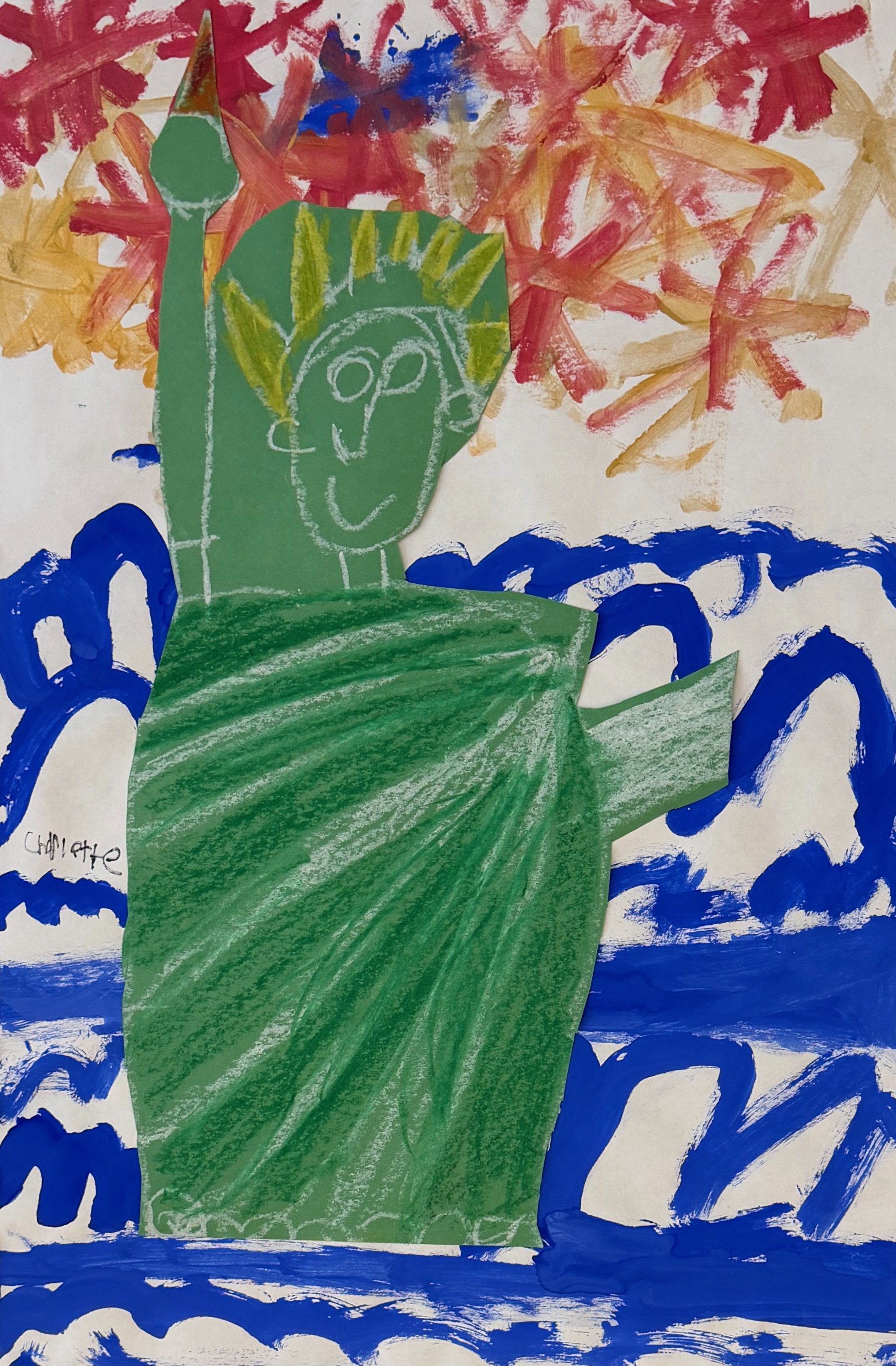 Charlotte Williams, Kindergarten, Statue of Liberty, Mixed Media