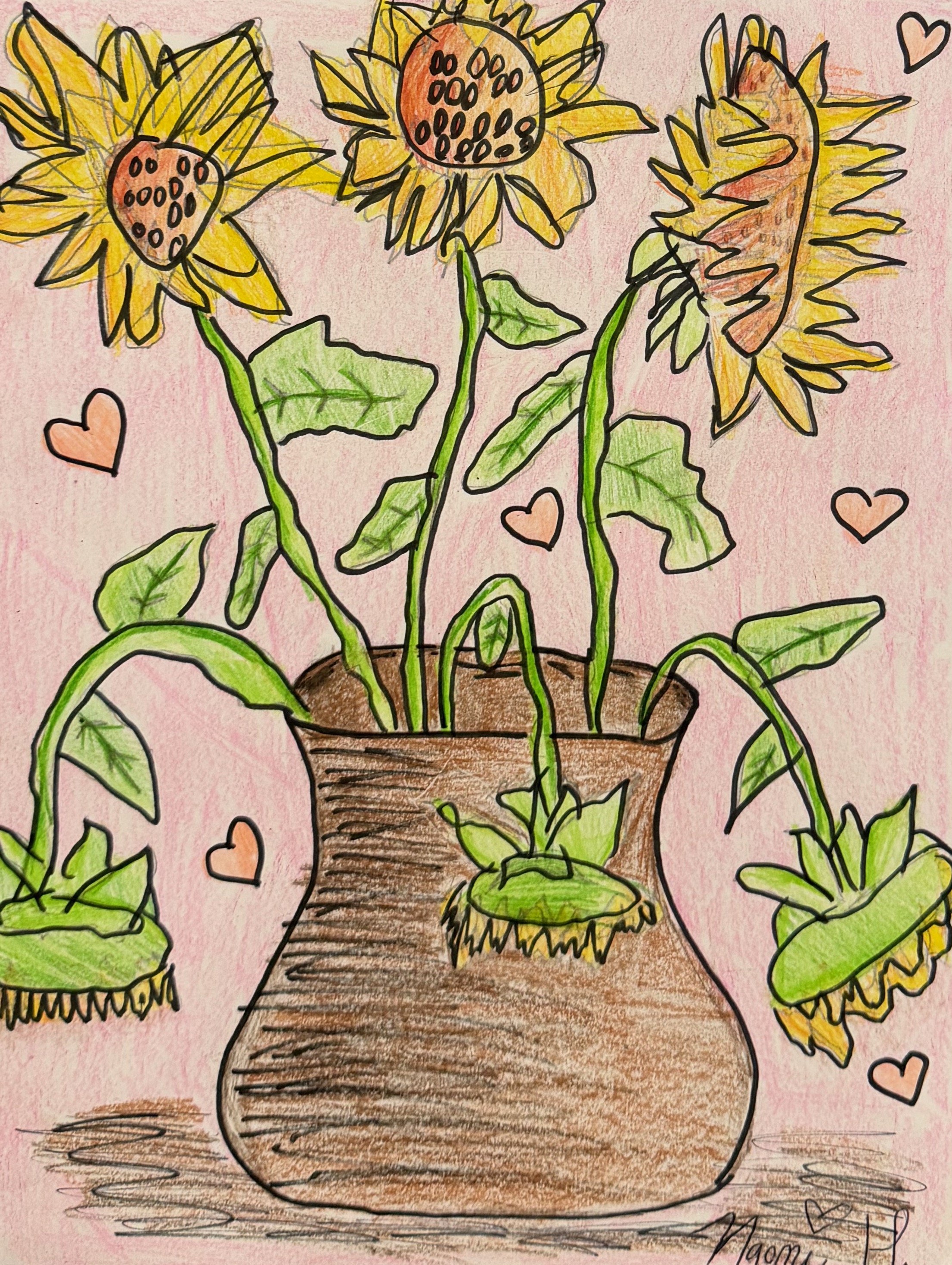 Naomi Haynes, 5th, Sunflowers, Mixed Media