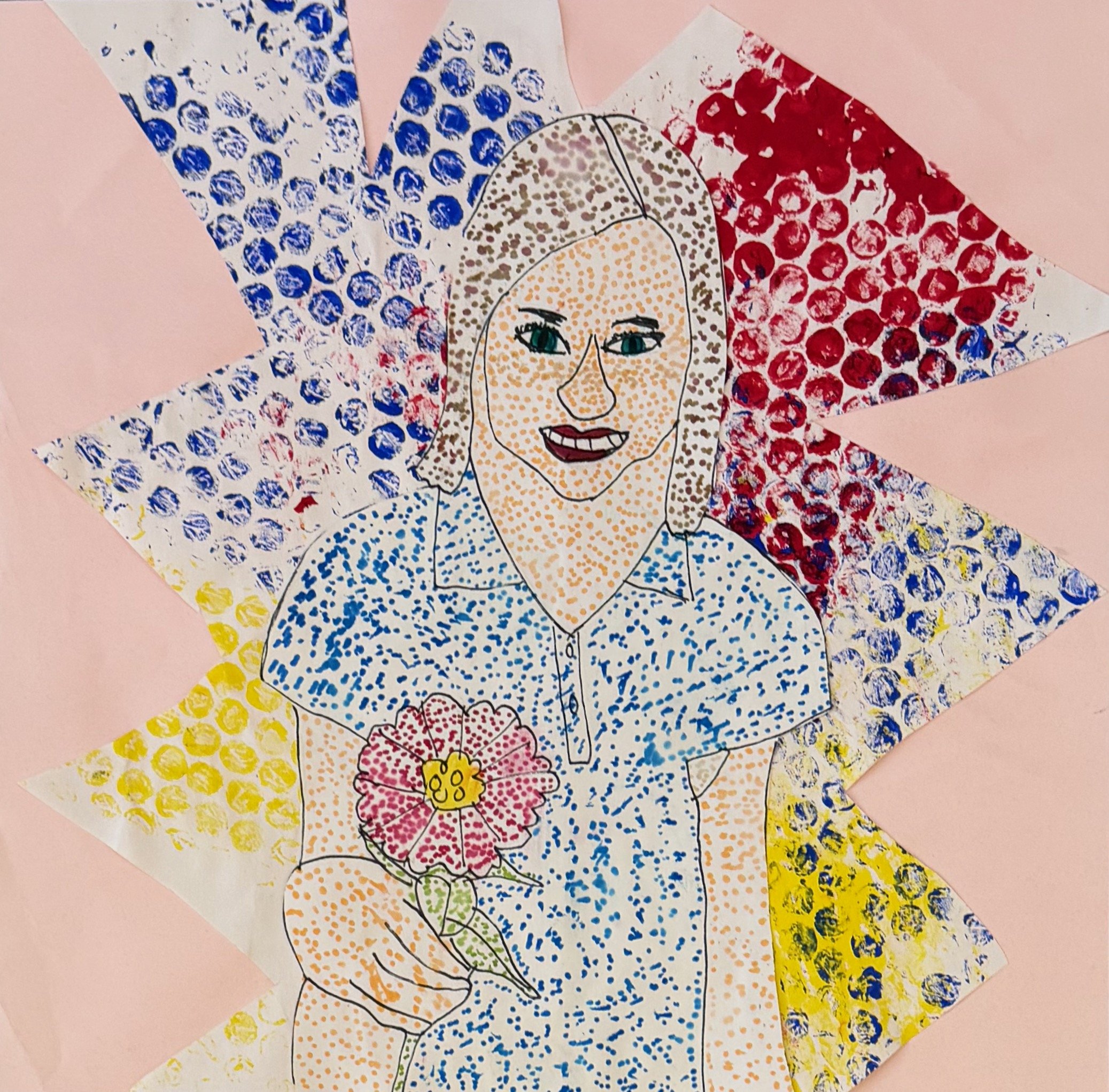 Megan Easter, 7th, Pop Art Self Portrait, Tempera and Marker
