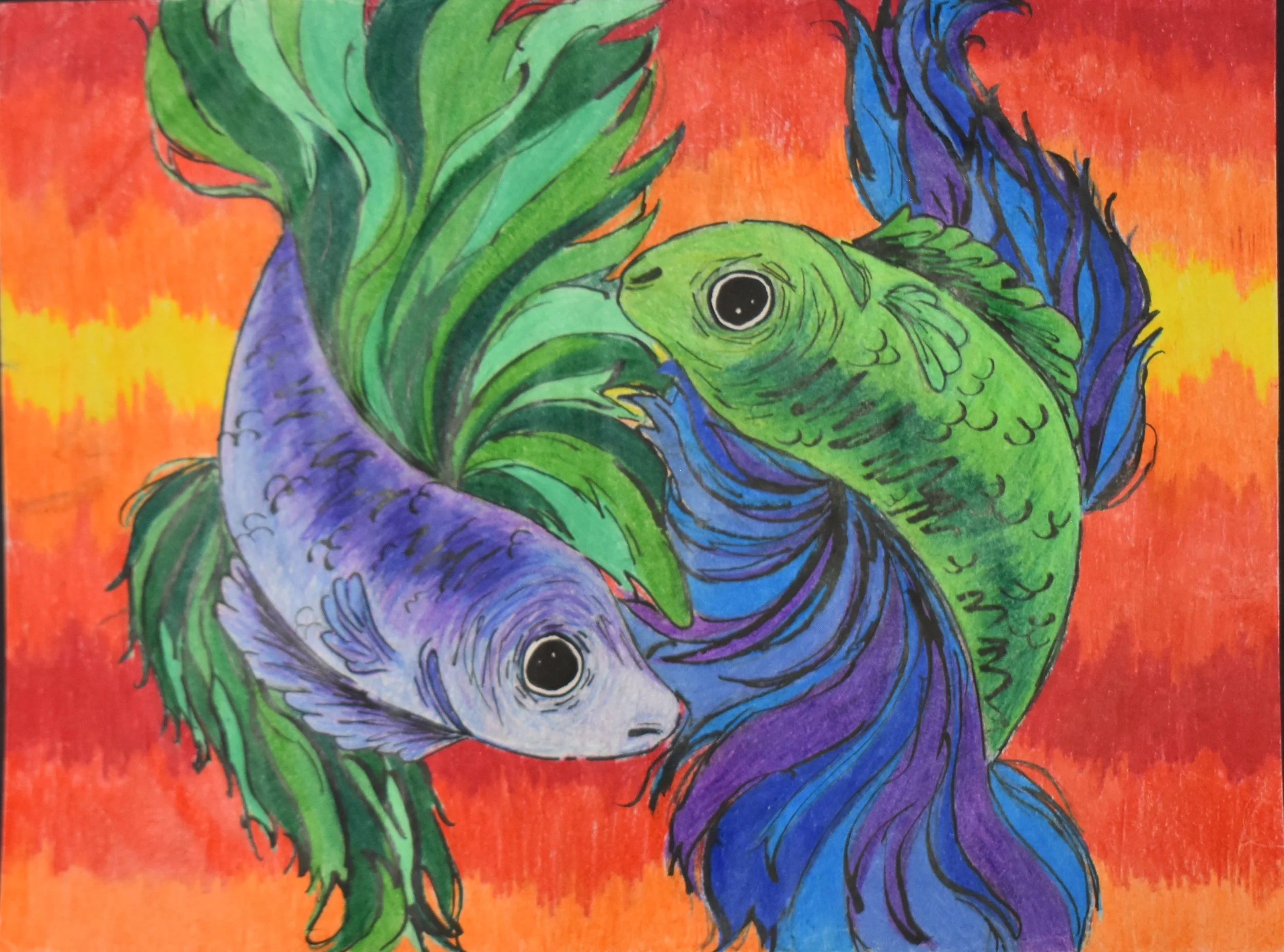 Paisley Loew- Bubble Guppies, 8th Grade, Colored Pencil and ink