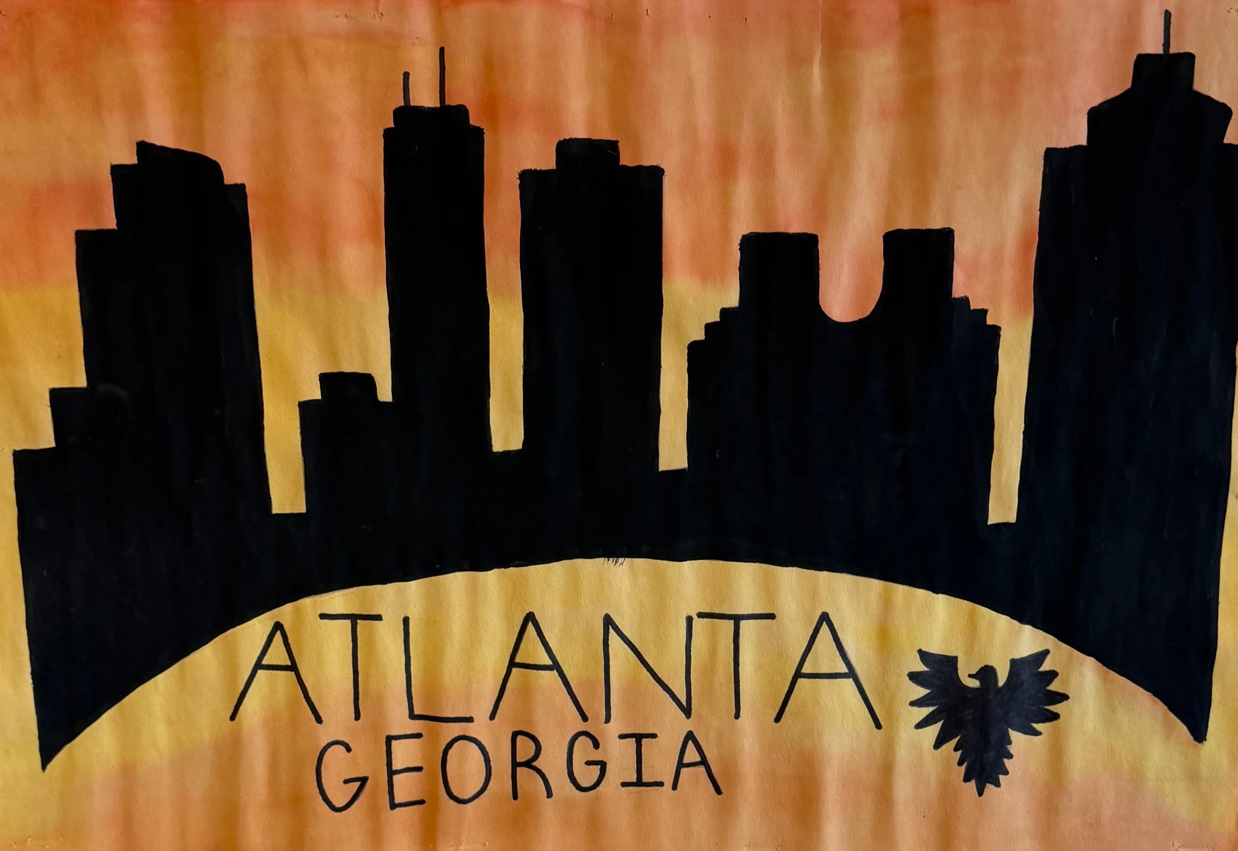 Kennedy Glenn, 8th, Silhouette Painting, Watercolor and Tempera Paint