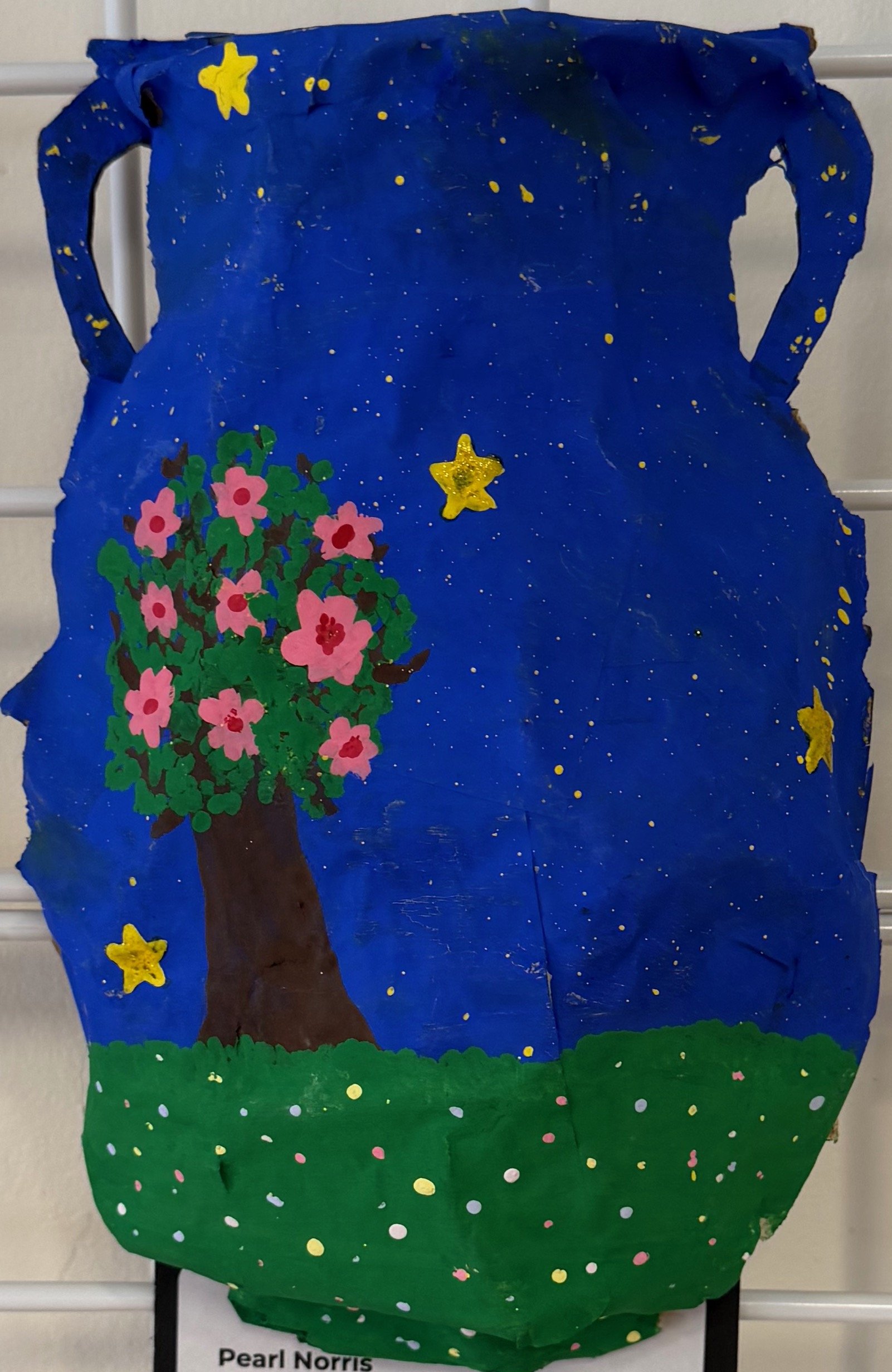 Pearl Norris, 6th, Landscape Vase, Papier-Mâché and Tempera