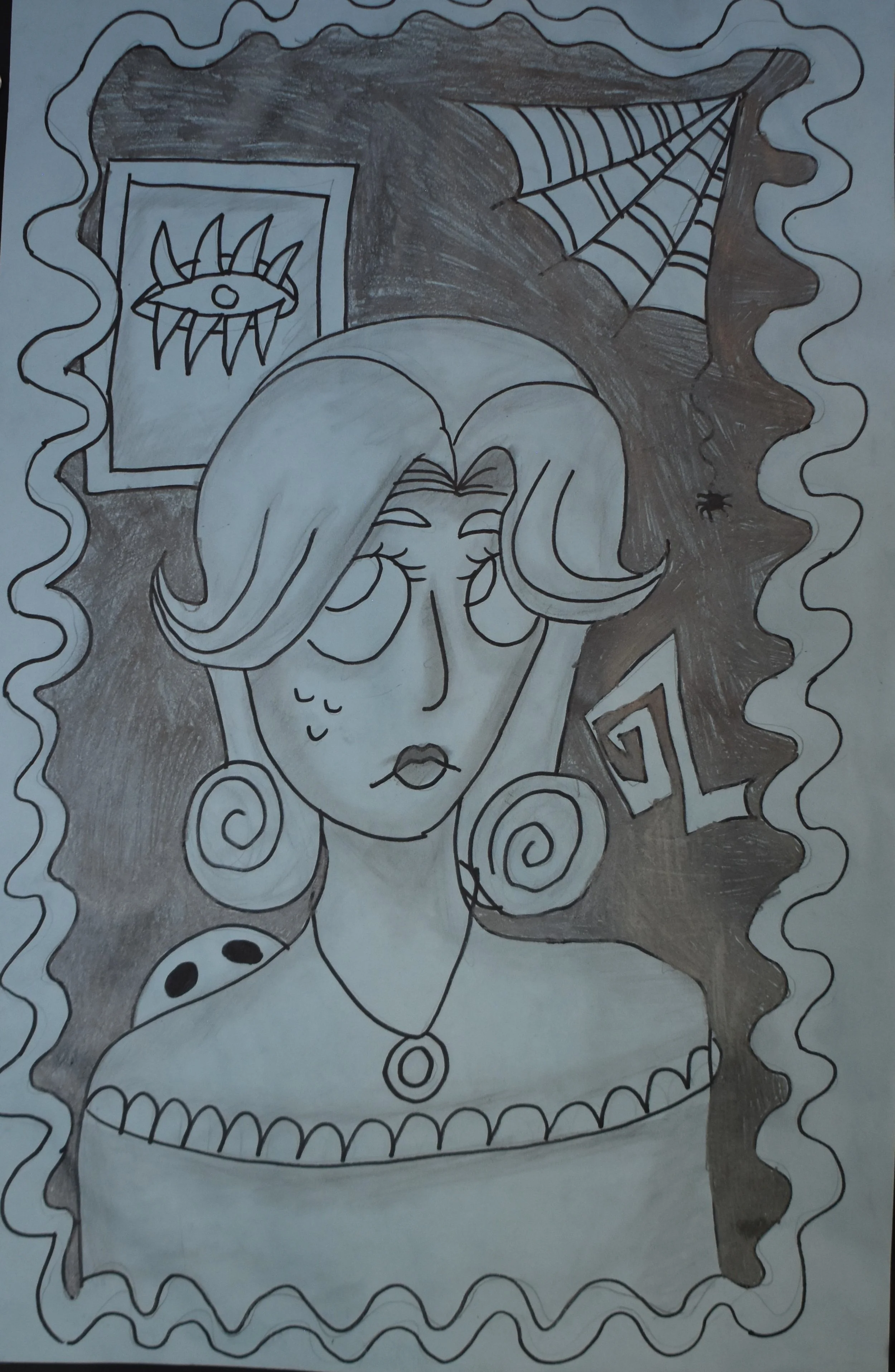 Alexa Landero Mendez- The Pretty, 7th Grade, Pencil and Ink