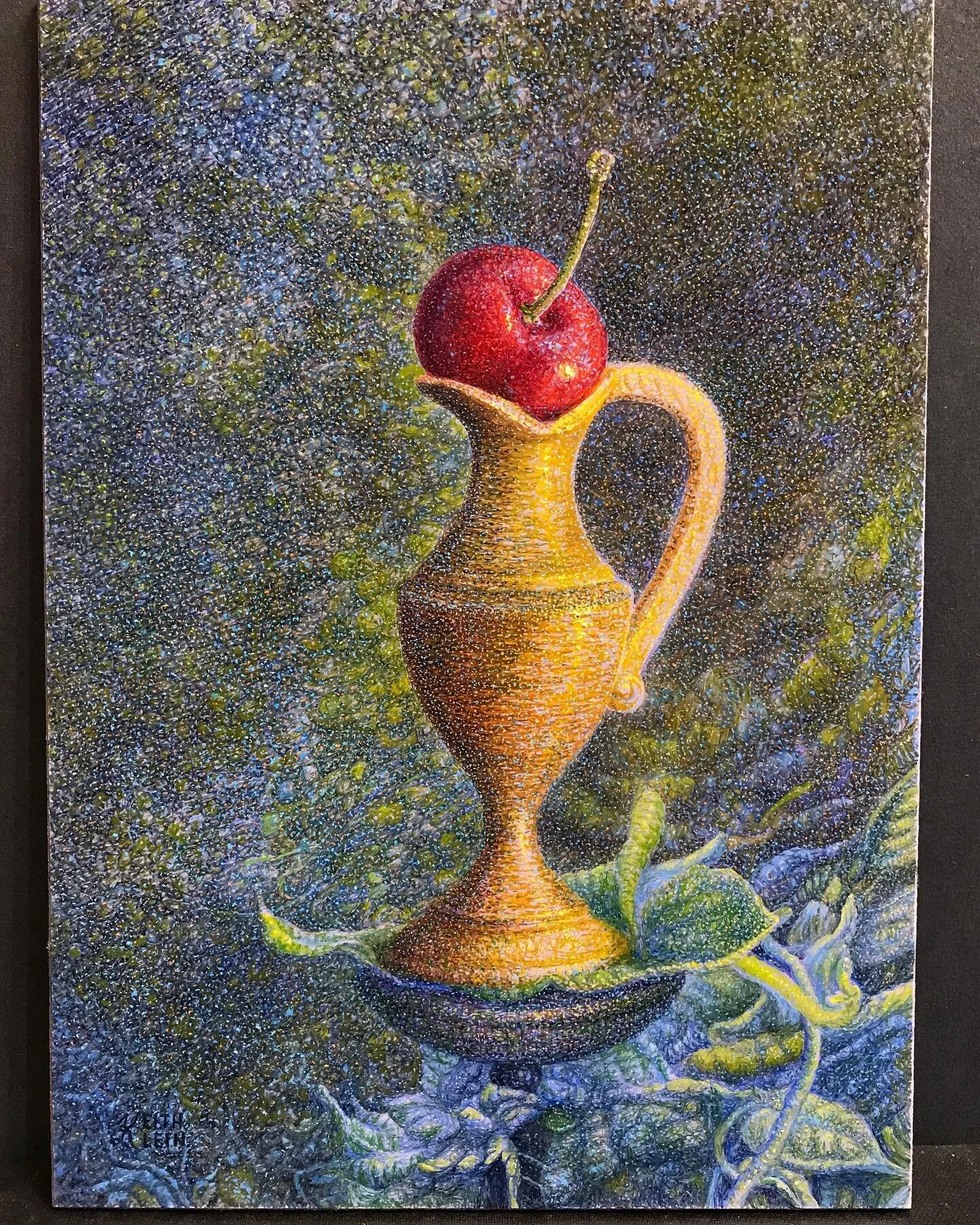 “Bearing Fruit”by Keith Klein 7x5 oil on panel,Last chance to see “Art Assendant” at Cincinnati Art Galleries , cincyart.com,Show closes after 11-27-20#stilllife#cherry#oilpainting#cincinnatiartgalleries#kentuckyartist#artonin