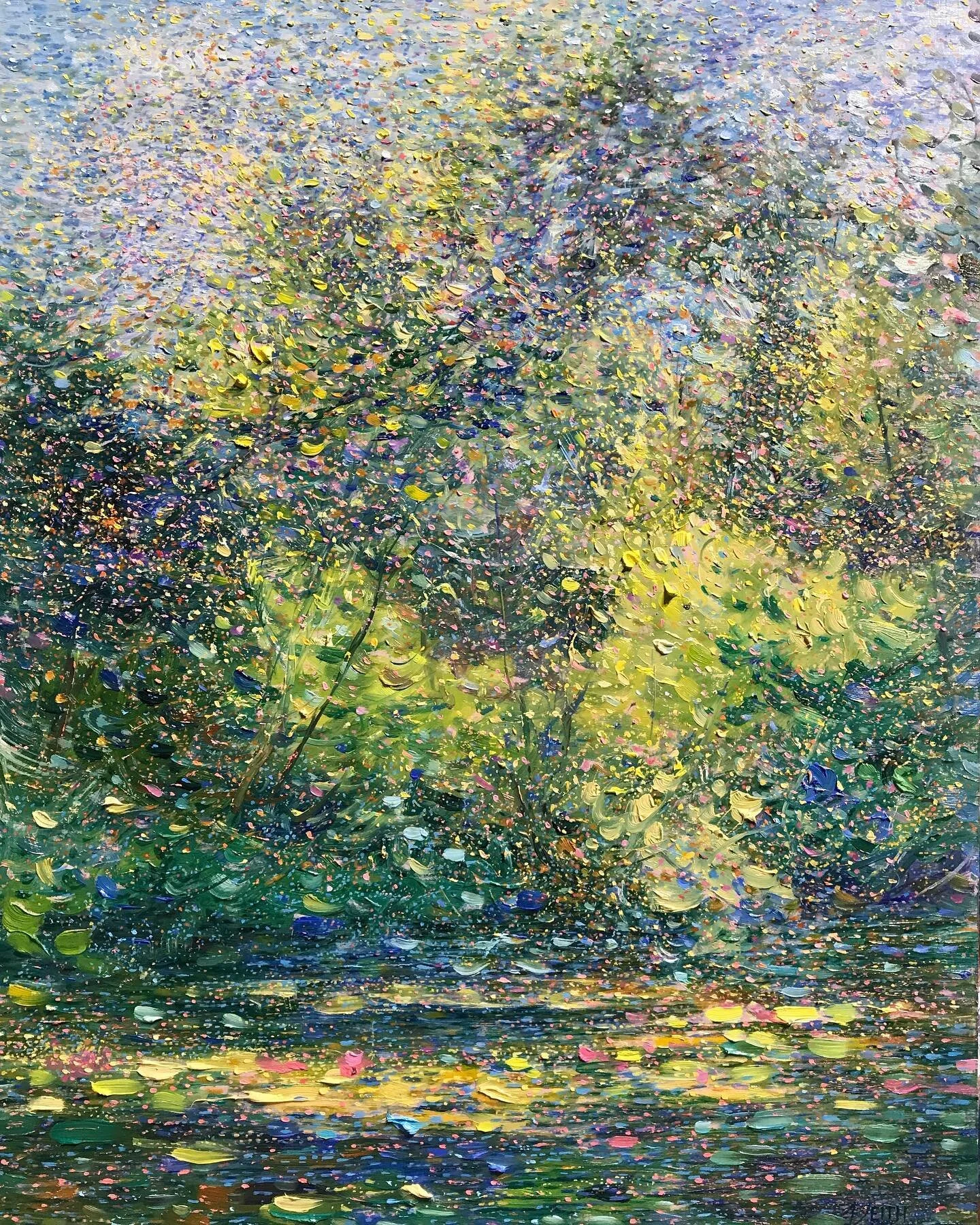 “Loose Leaf Hollow” by Keith Klein 16x12 oil on panel.#pleinair#kentucky#landscape#fineart#impressionism#cincinnatiartgalleries#organic#waterlilypond#finepainting#livingartist#transition